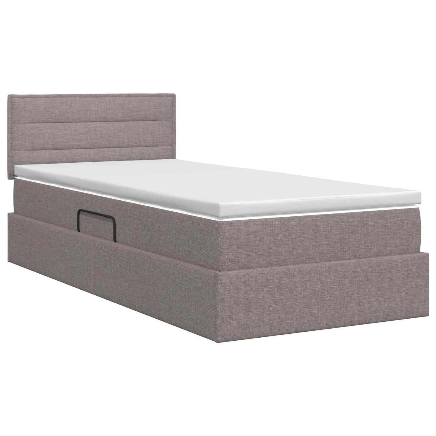 Opbergbed met matras Taupe 90 x 200 cm Bewerkt hout