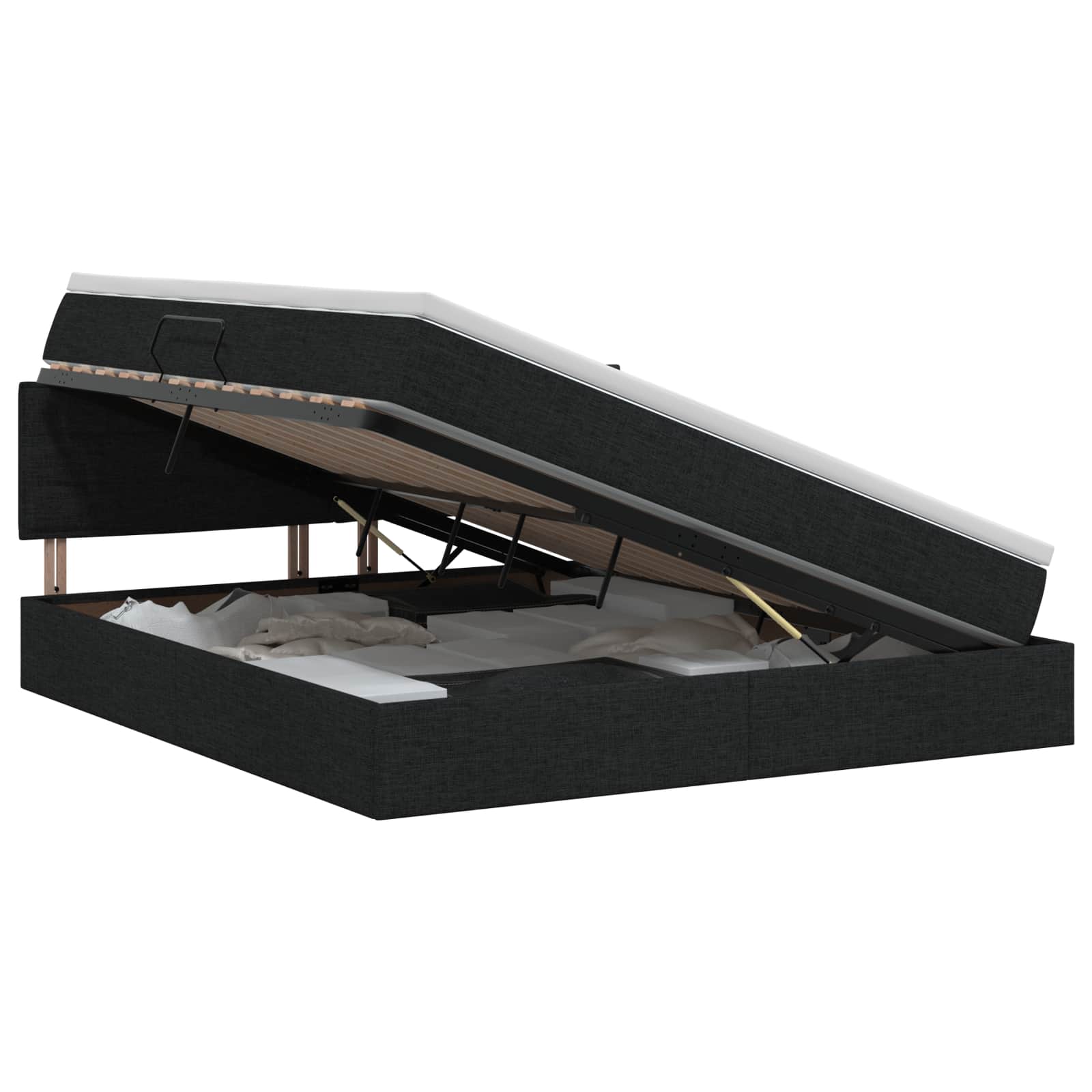 Opbergbed met matras met hoofdeinde Zwart 180 x 200 cm fluweel is nu te koop bij PeponiXL, paradijselijk wonen!