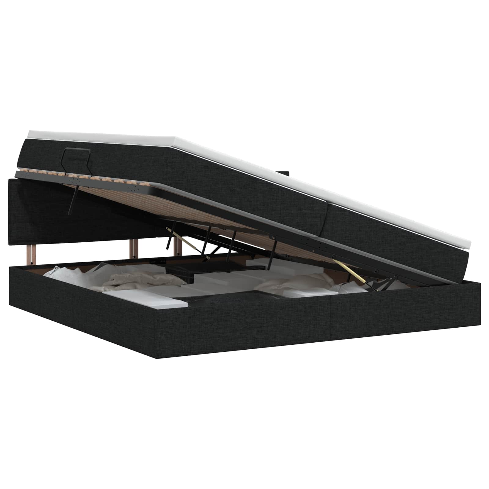 Opbergbed met matras met hoofdeinde Zwart 200 x 200 cm fluweel is nu te koop bij PeponiXL, paradijselijk wonen!