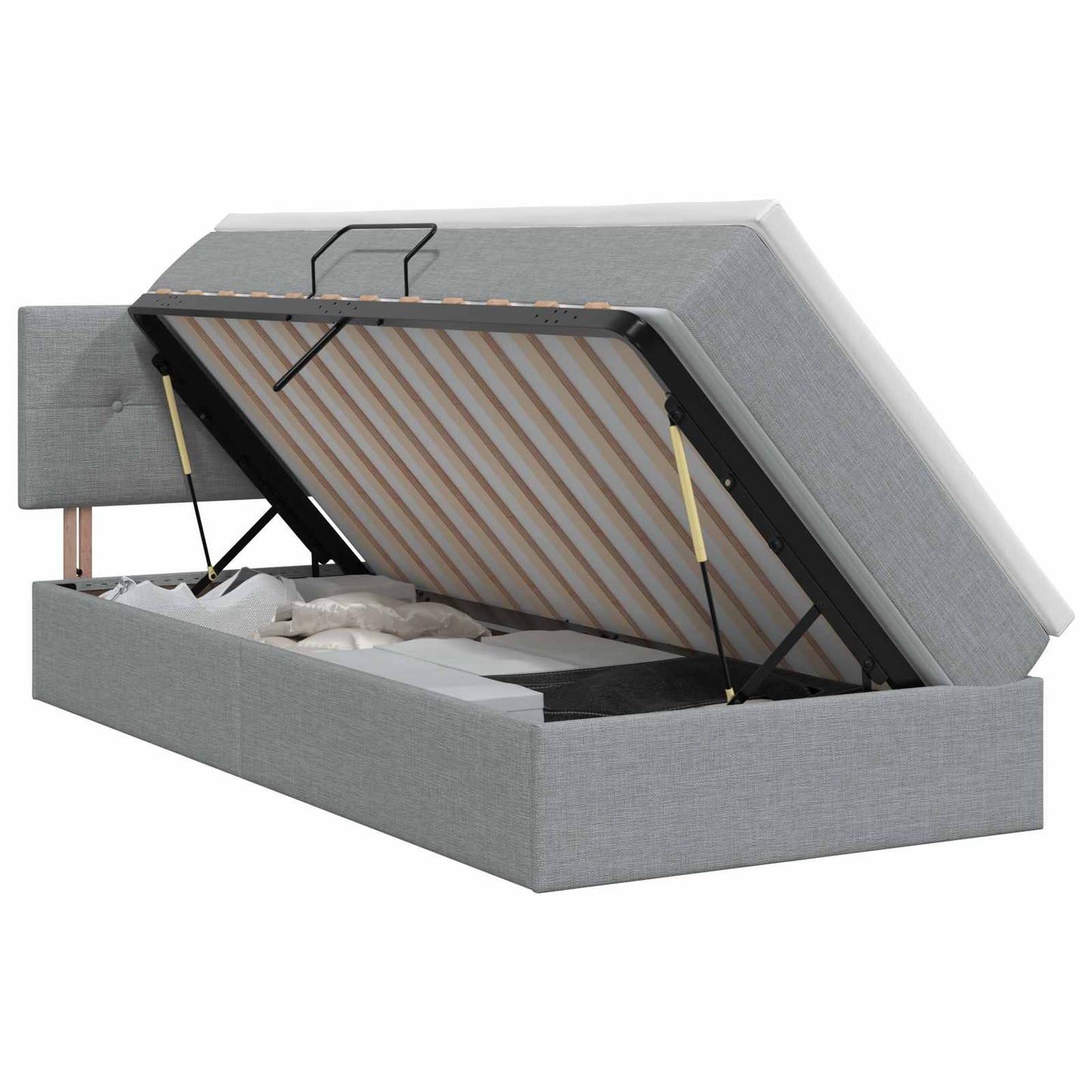 Opbergbed met matras Lichtgrijs 90 x 190 cm fluweel is nu te koop bij PeponiXL, paradijselijk wonen!