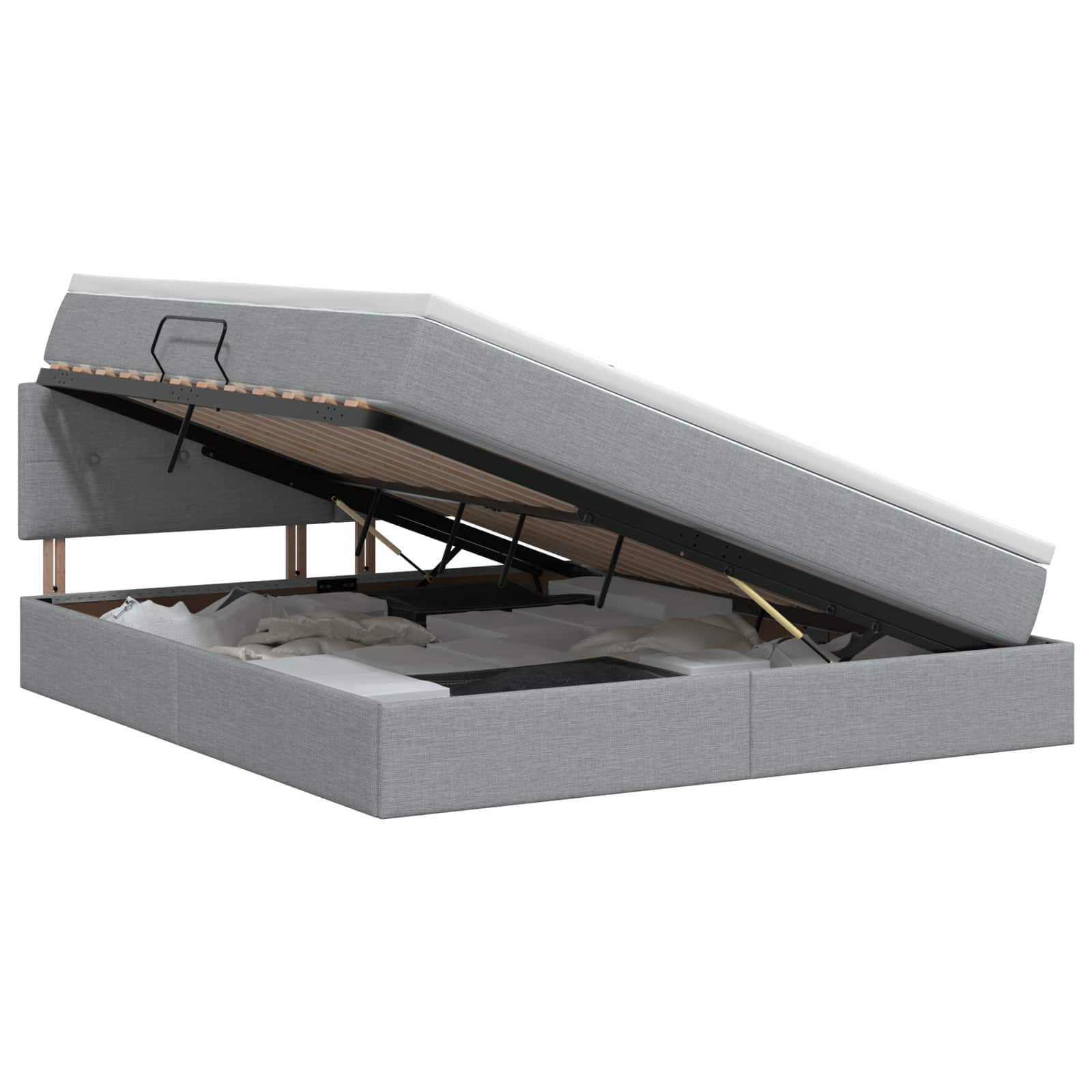 Opbergbed met matras Lichtgrijs 160 x 200 cm fluweel is nu te koop bij PeponiXL, paradijselijk wonen!