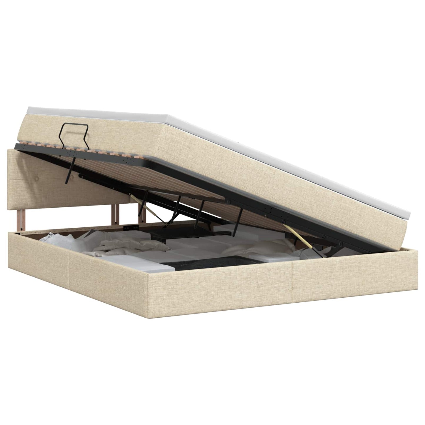 Opbergbed met matras Crèmekleurig 160 x 200 cm fluweel is nu te koop bij PeponiXL, paradijselijk wonen!