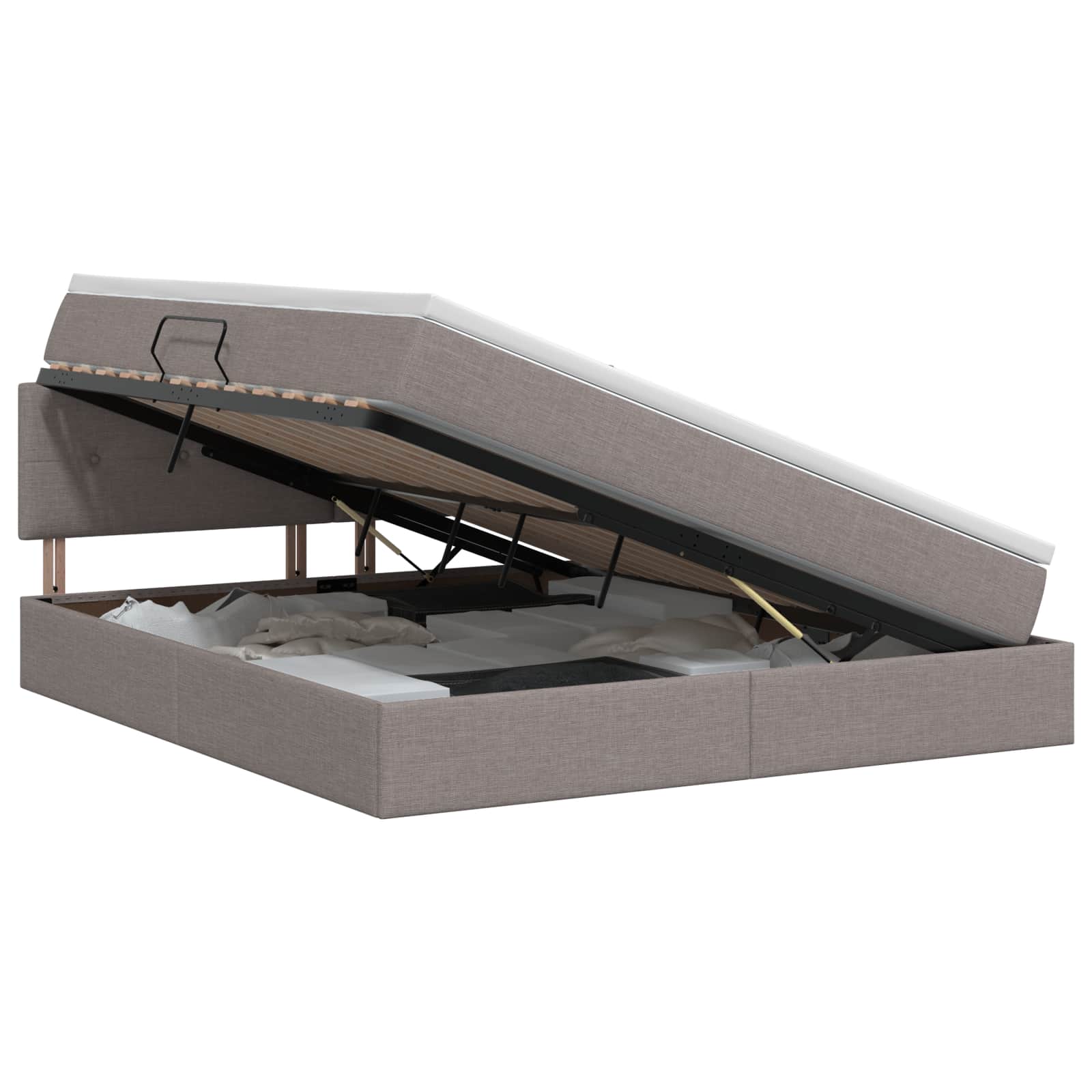 Opbergbed met matras met hoofdeinde Taupe 180 x 200 cm fluweel is nu te koop bij PeponiXL, paradijselijk wonen!