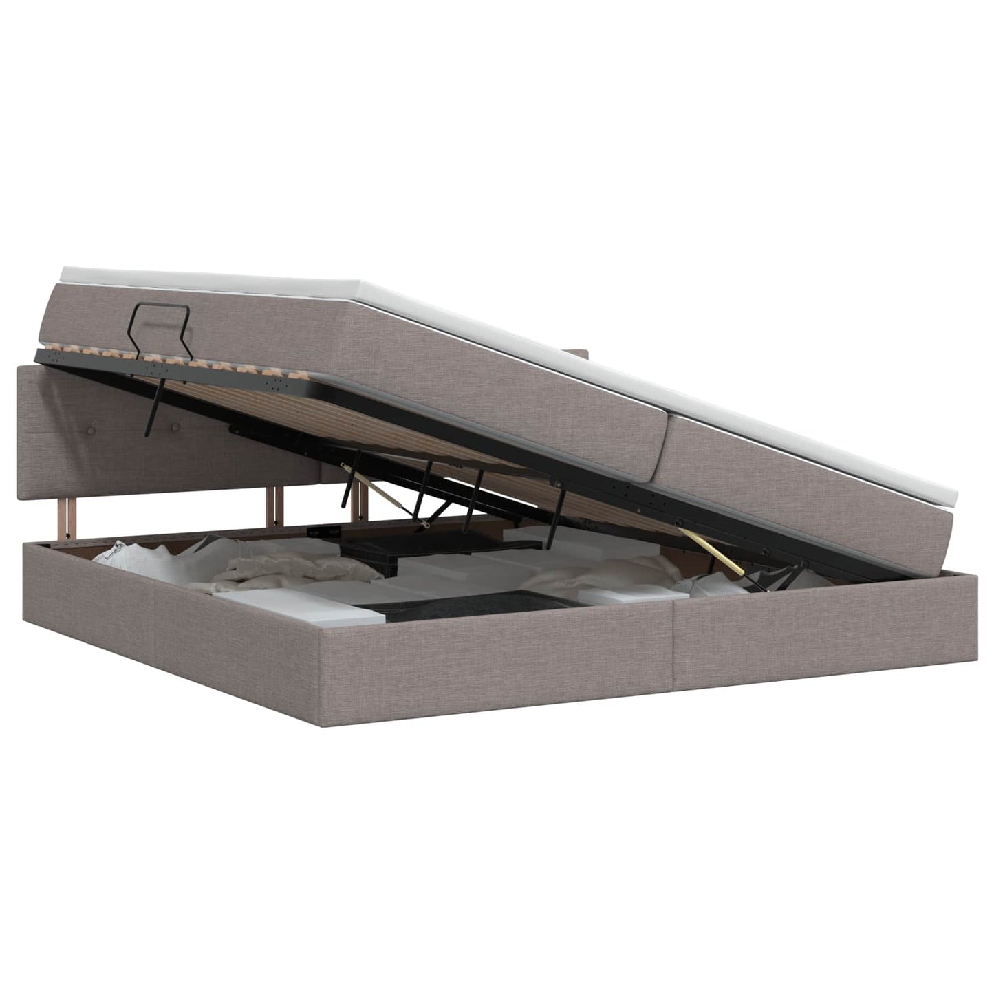 Opbergbed met matras met hoofdeinde Taupe 200 x 200 cm fluweel is nu te koop bij PeponiXL, paradijselijk wonen!