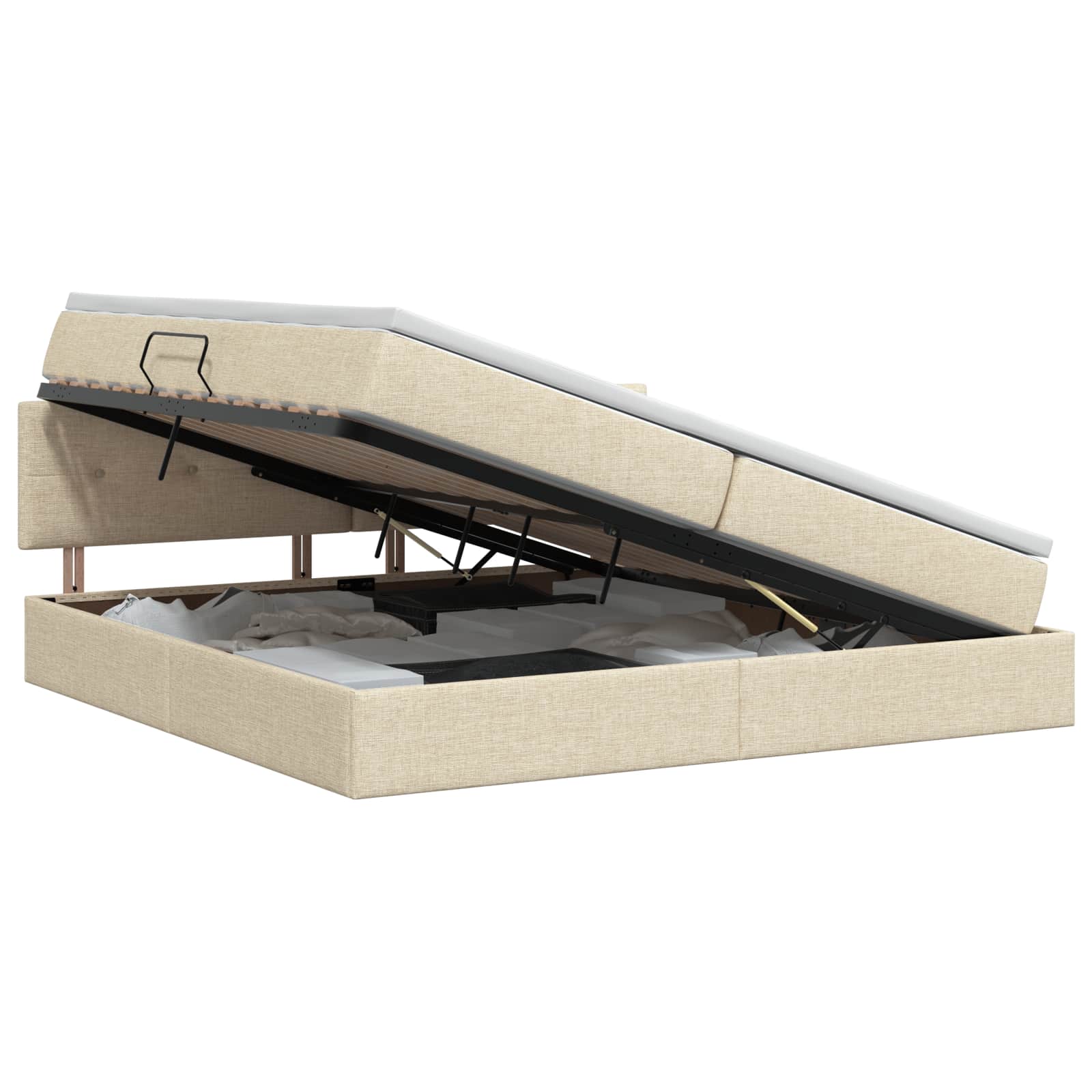 Opbergbed met matras Crèmekleurig 200 x 200 cm fluweel is nu te koop bij PeponiXL, paradijselijk wonen!