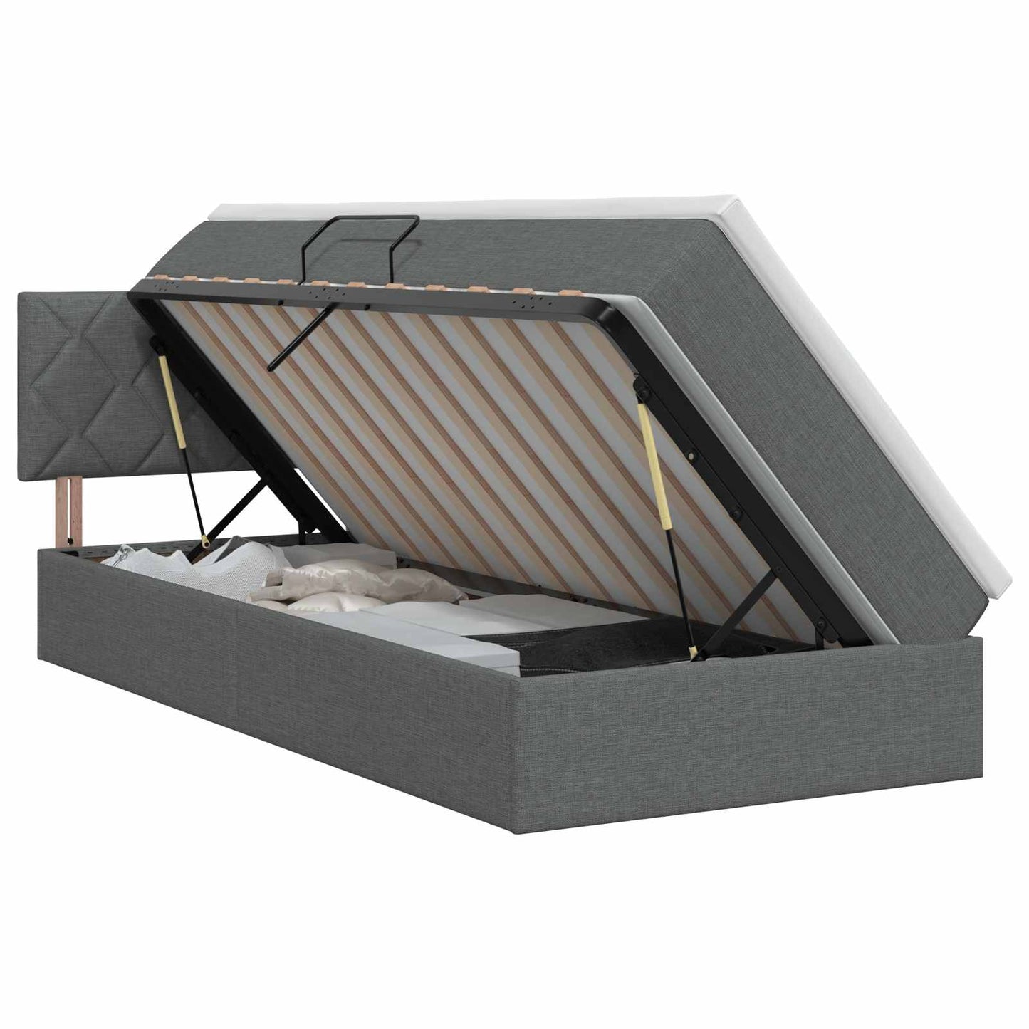 Opbergbed met matras Donkergrijs 90 x 190 cm fluweel is nu te koop bij PeponiXL, paradijselijk wonen!