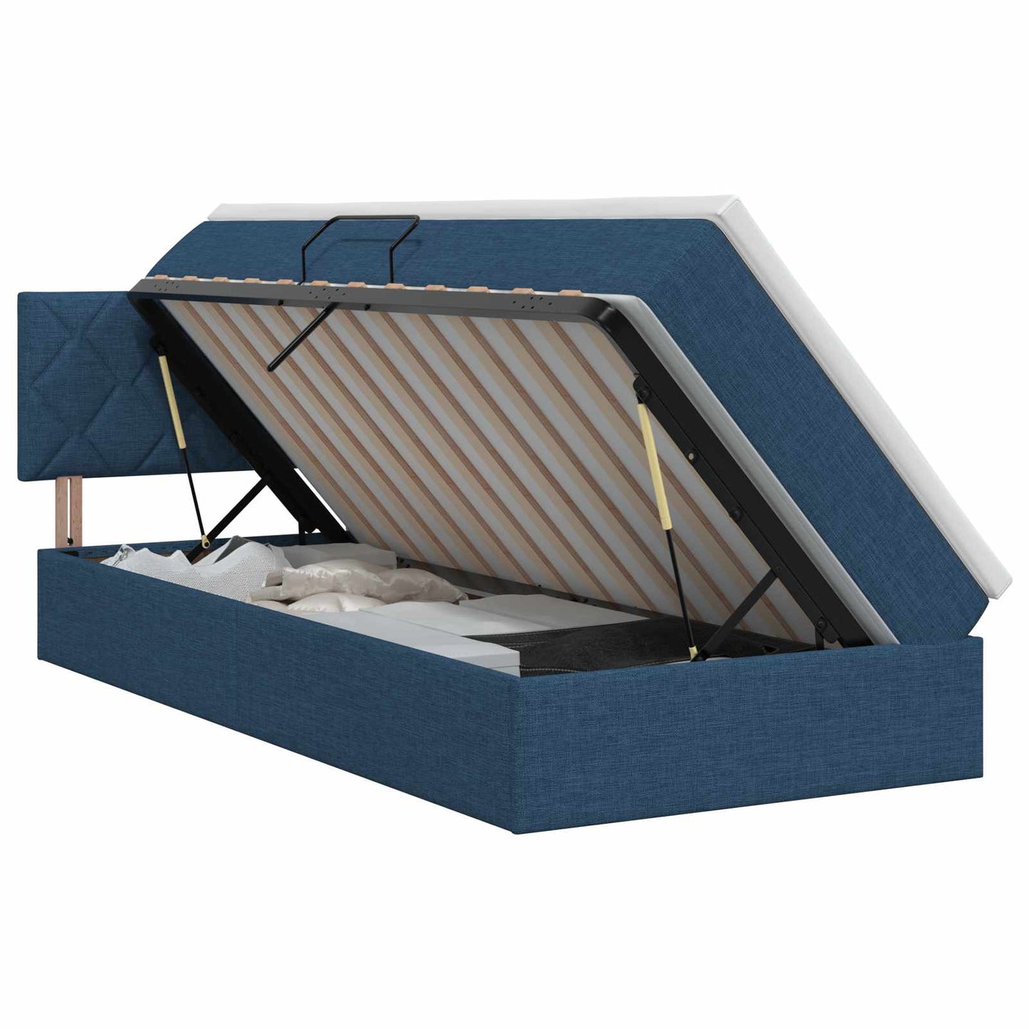 Opbergbed met matras met hoofdeinde Blauw 90 x 190 cm fluweel is nu te koop bij PeponiXL, paradijselijk wonen!