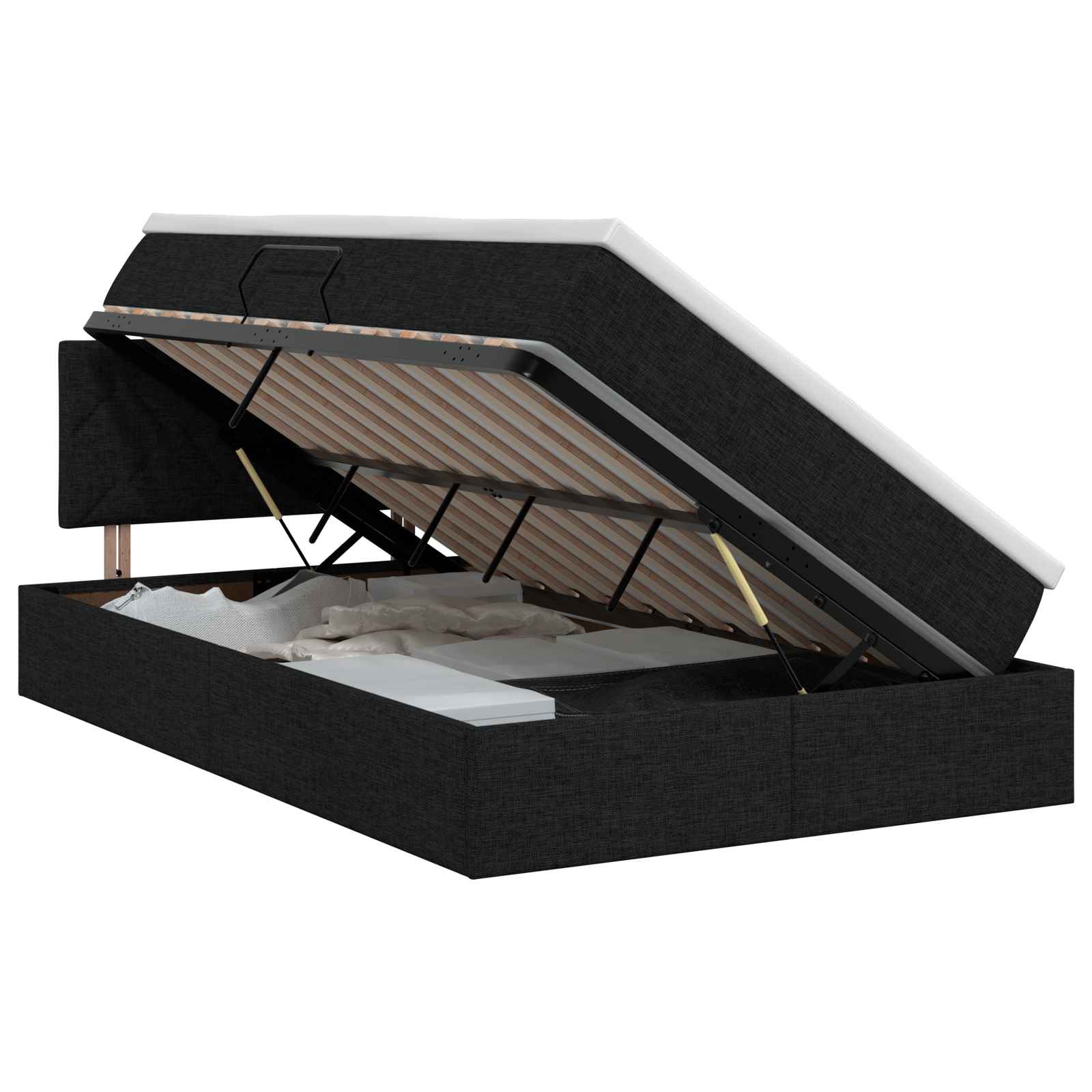 Opbergbed met matras met hoofdeinde Zwart 120 x 200 cm fluweel is nu te koop bij PeponiXL, paradijselijk wonen!