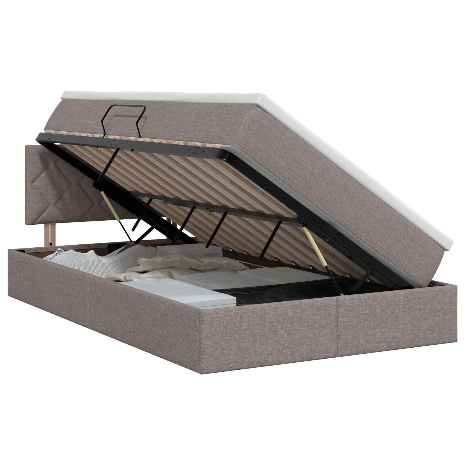 Opbergbed met matras met hoofdeinde Taupe 120 x 200 cm fluweel is nu te koop bij PeponiXL, paradijselijk wonen!