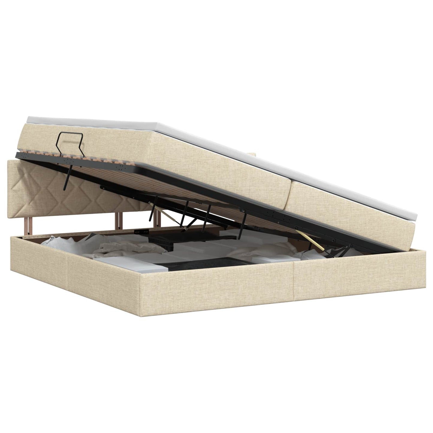 Opbergbed met matras Crèmekleurig 200 x 200 cm fluweel is nu te koop bij PeponiXL, paradijselijk wonen!