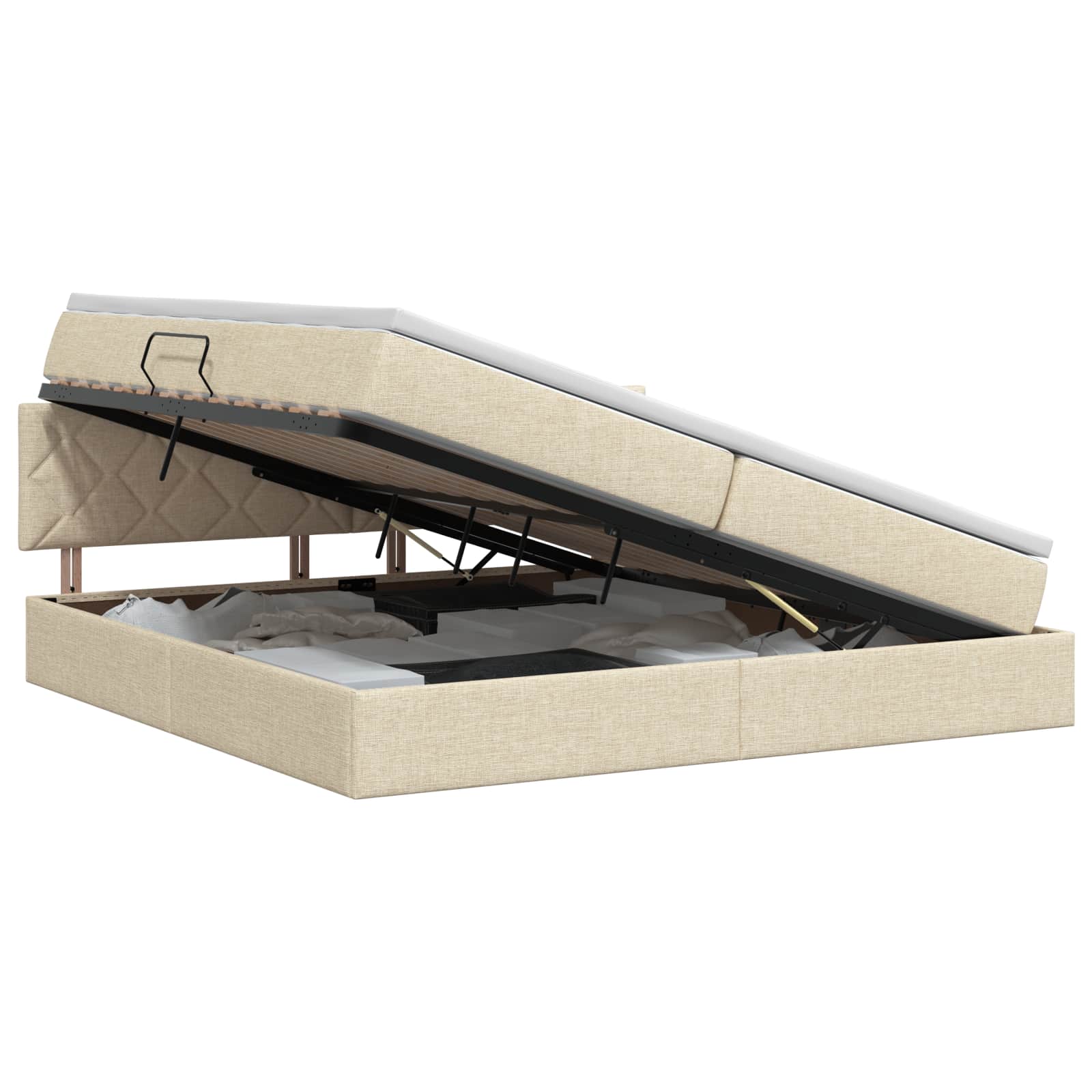 Opbergbed met matras Crèmekleurig 200 x 200 cm fluweel is nu te koop bij PeponiXL, paradijselijk wonen!