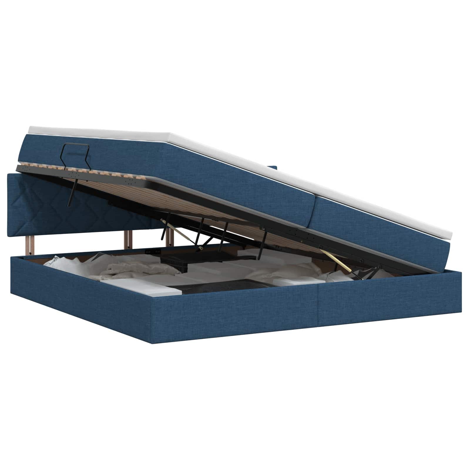Opbergbed met matras met hoofdeinde Blauw 200 x 200 cm fluweel is nu te koop bij PeponiXL, paradijselijk wonen!