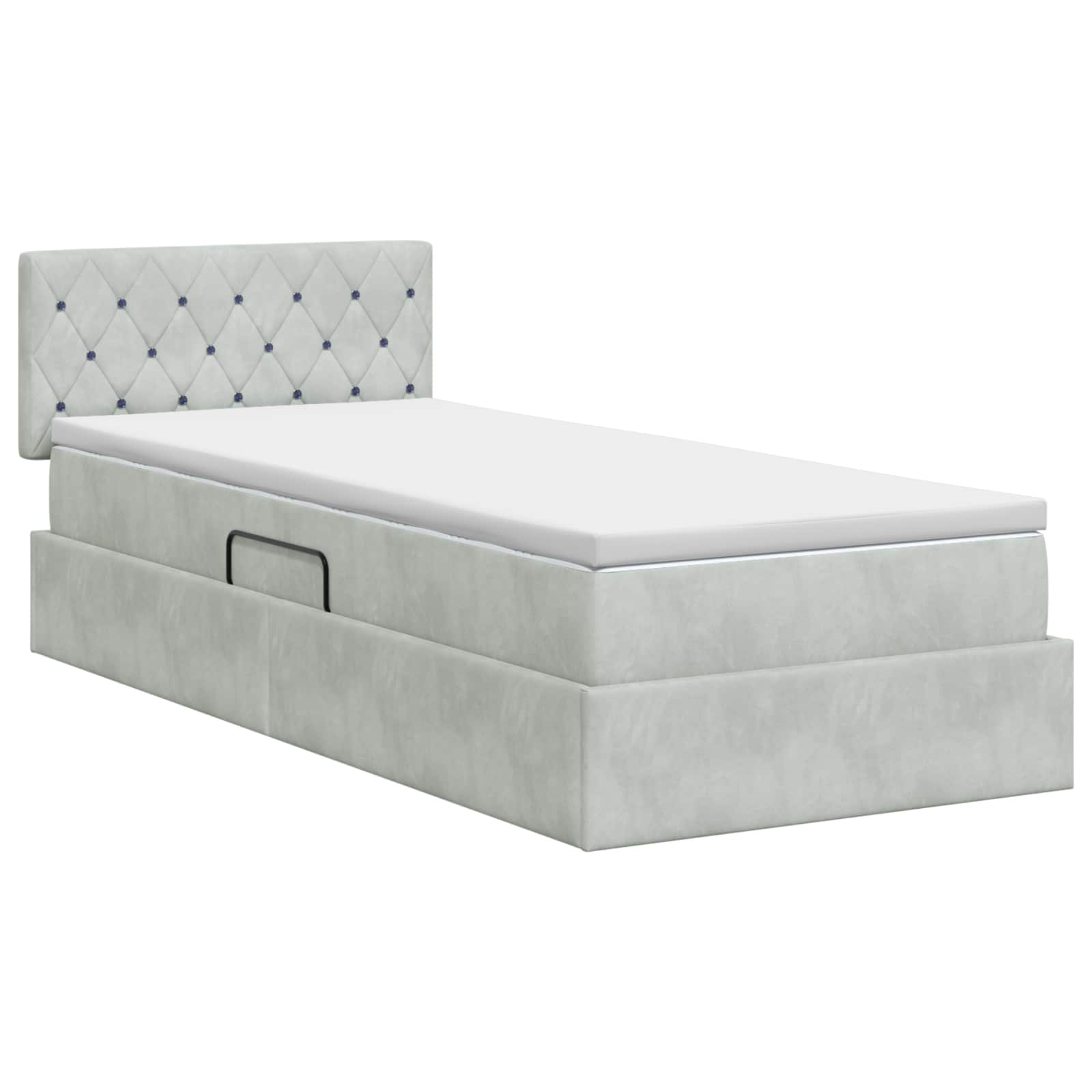 Opslag bed met hoofdeinde Lichtgrijs 90 x 190 cm Fluweel is nu te koop bij PeponiXL, paradijselijk wonen!