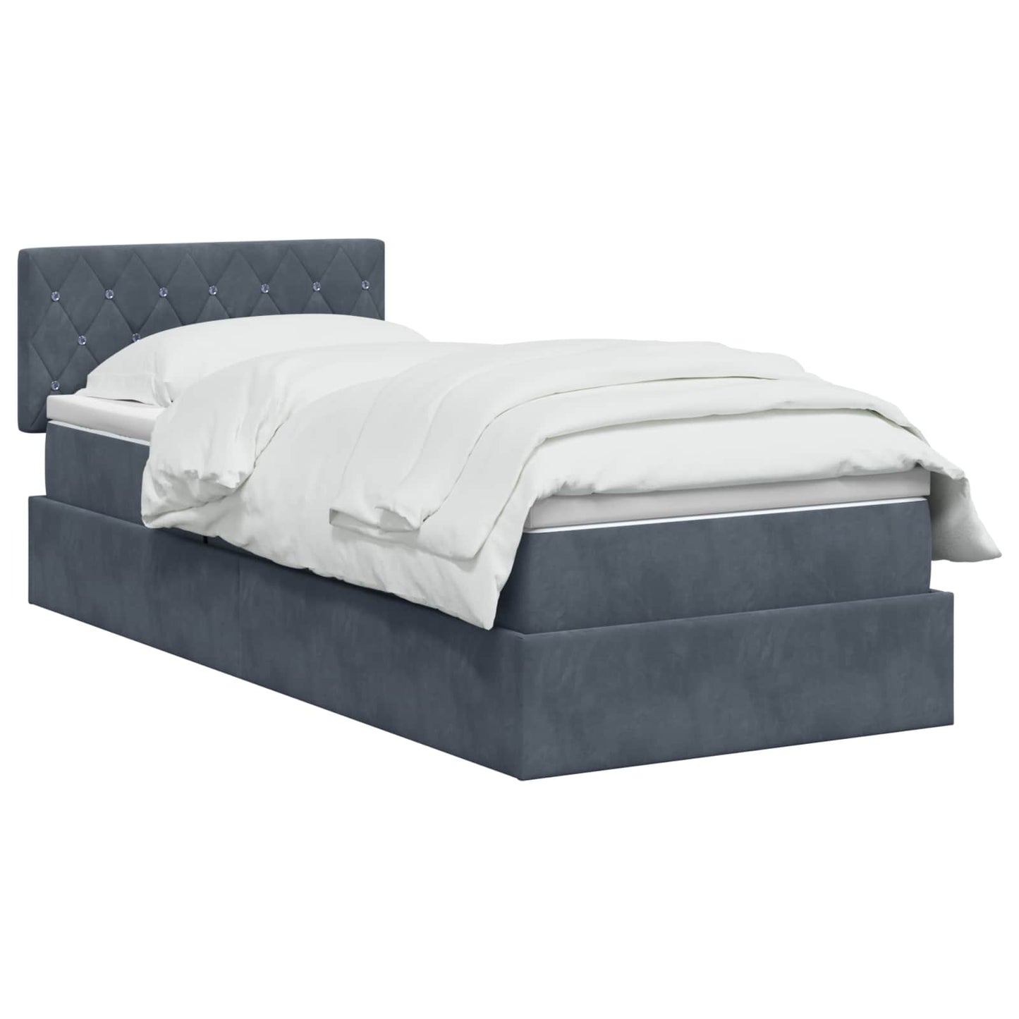 Opslag bed met hoofdeinde Donkergrijs 90 x 190 cm Fluweel is nu te koop bij PeponiXL, paradijselijk wonen!