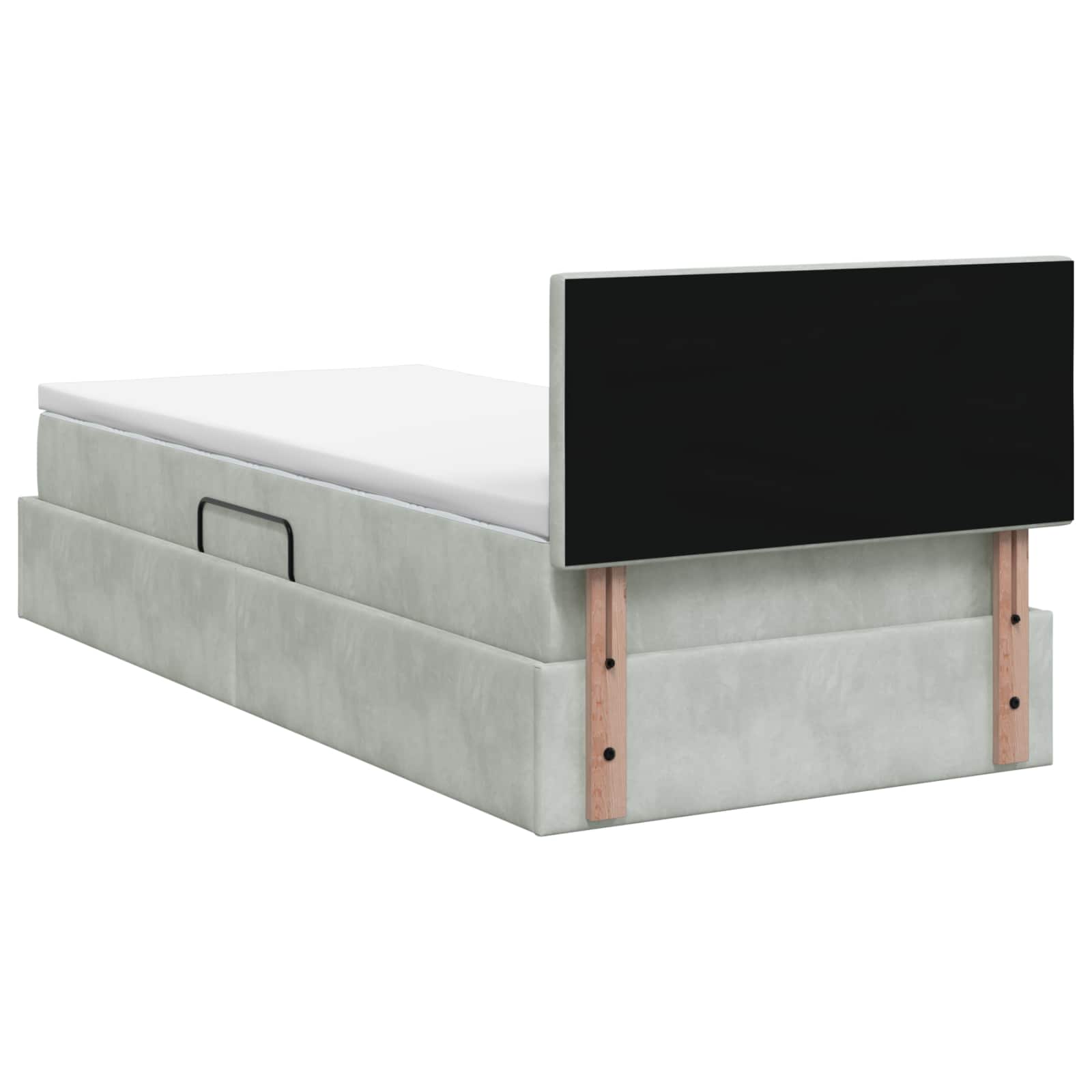 Opslag bed met hoofdeinde Lichtgrijs 90 x 200 cm Fluweel is nu te koop bij PeponiXL, paradijselijk wonen!