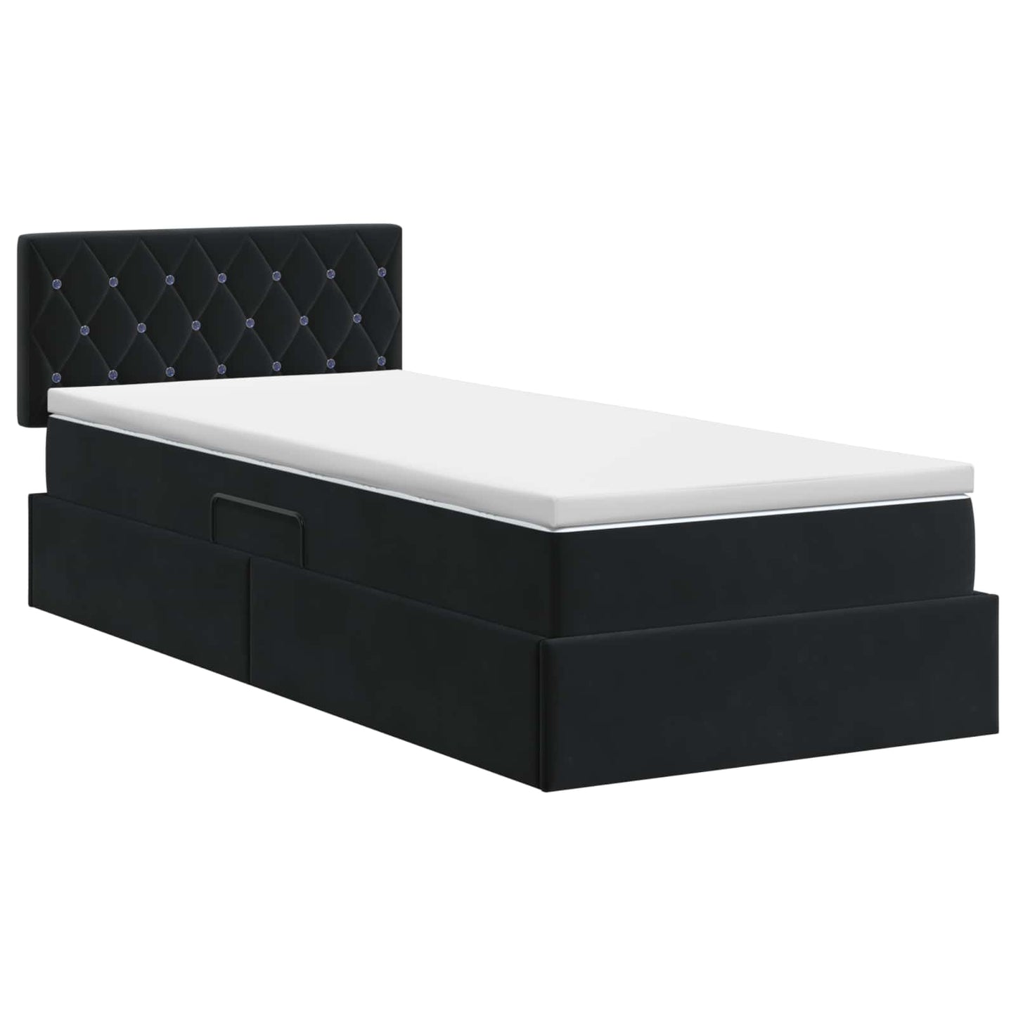 Opslag bed met hoofdeinde Zwart 90 x 200 cm Fluweel is nu te koop bij PeponiXL, paradijselijk wonen!