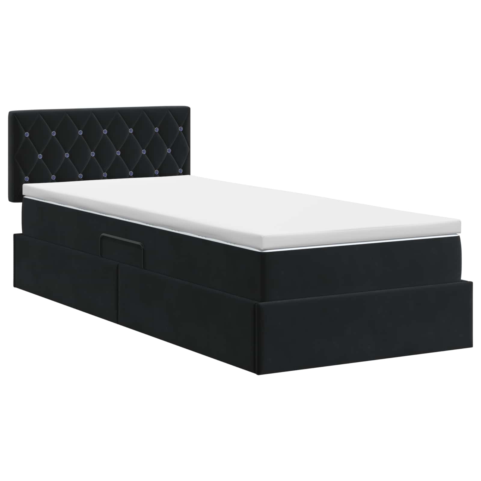 Opslag bed met hoofdeinde Zwart 100 x 200 cm Fluweel is nu te koop bij PeponiXL, paradijselijk wonen!