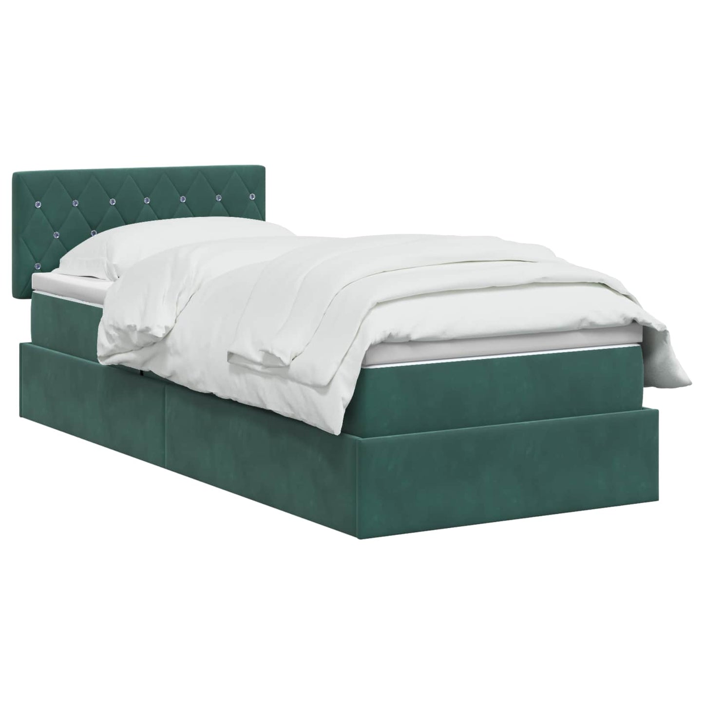 Opslag bed met hoofdeinde Donkergroen 100 x 200 cm Fluweel is nu te koop bij PeponiXL, paradijselijk wonen!