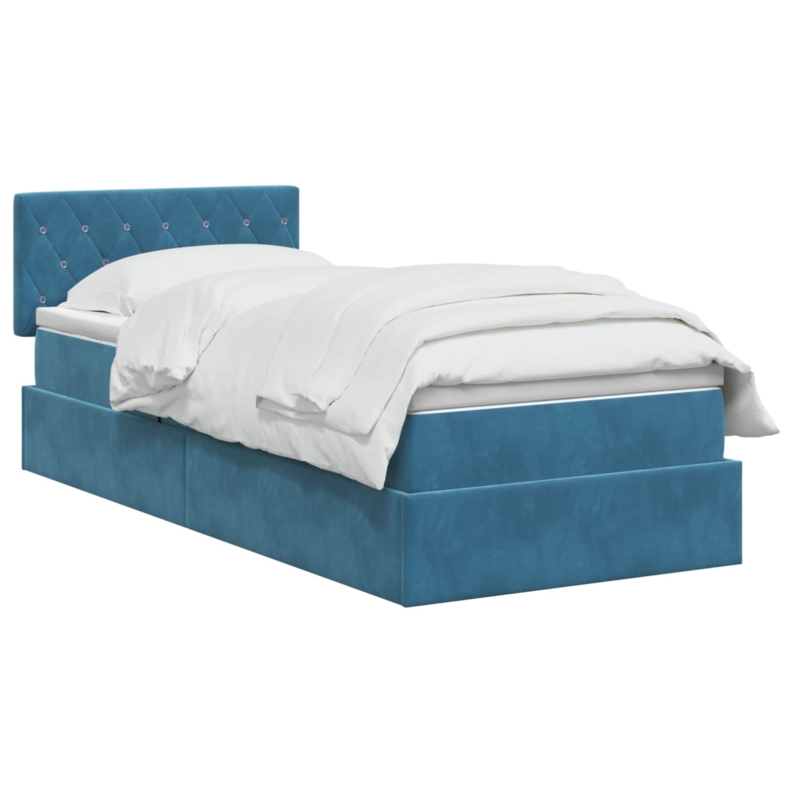 Opslag bed met hoofdeinde Donkerblauw 100 x 200 cm Fluweel is nu te koop bij PeponiXL, paradijselijk wonen!