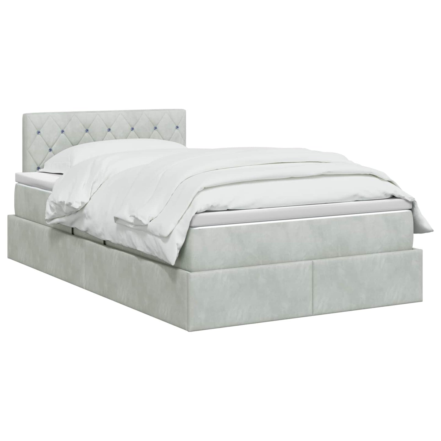 Opslag bed met hoofdeinde Lichtgrijs 120 x 190 cm Fluweel is nu te koop bij PeponiXL, paradijselijk wonen!