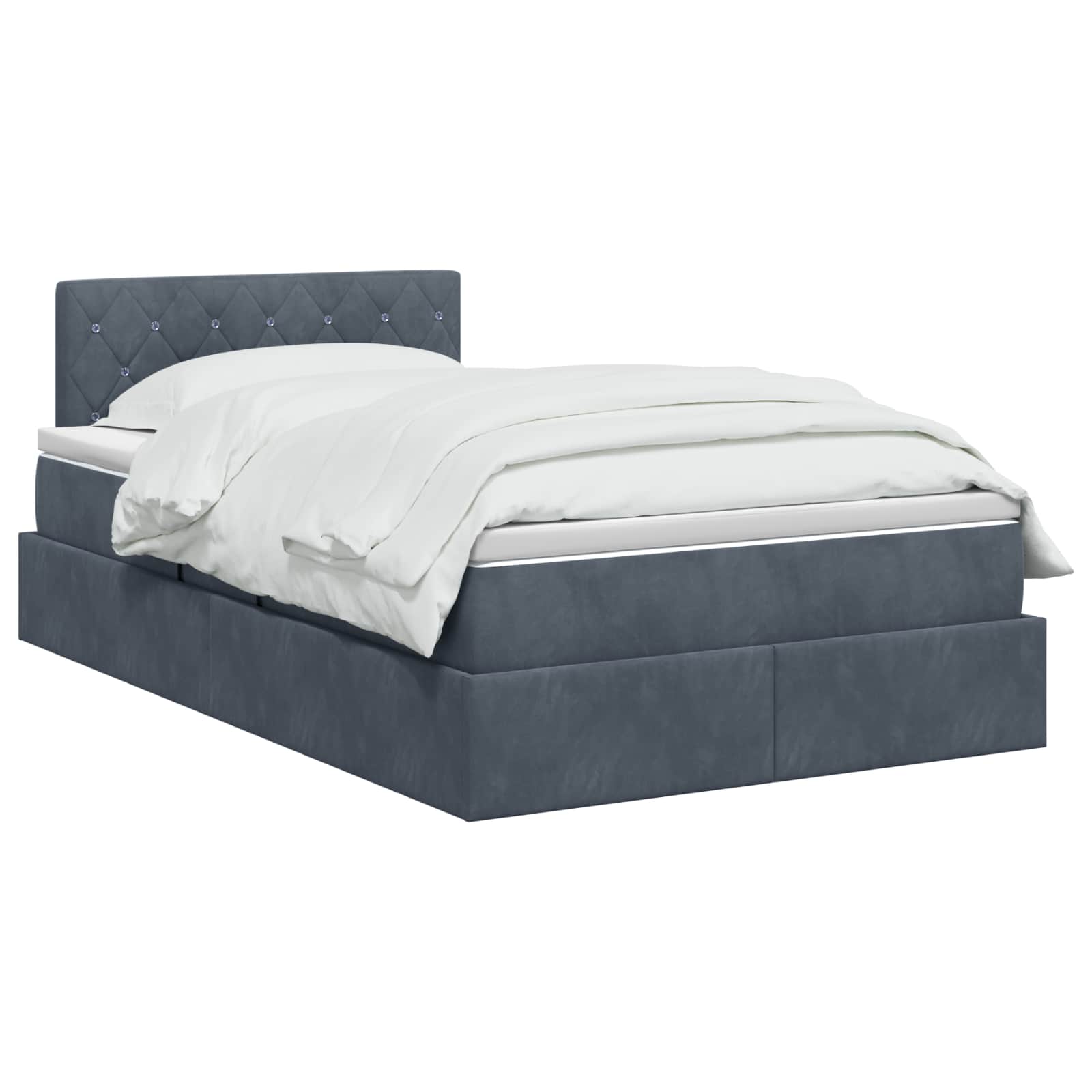 Opslag bed met hoofdeinde Donkergrijs 120 x 190 cm Fluweel is nu te koop bij PeponiXL, paradijselijk wonen!
