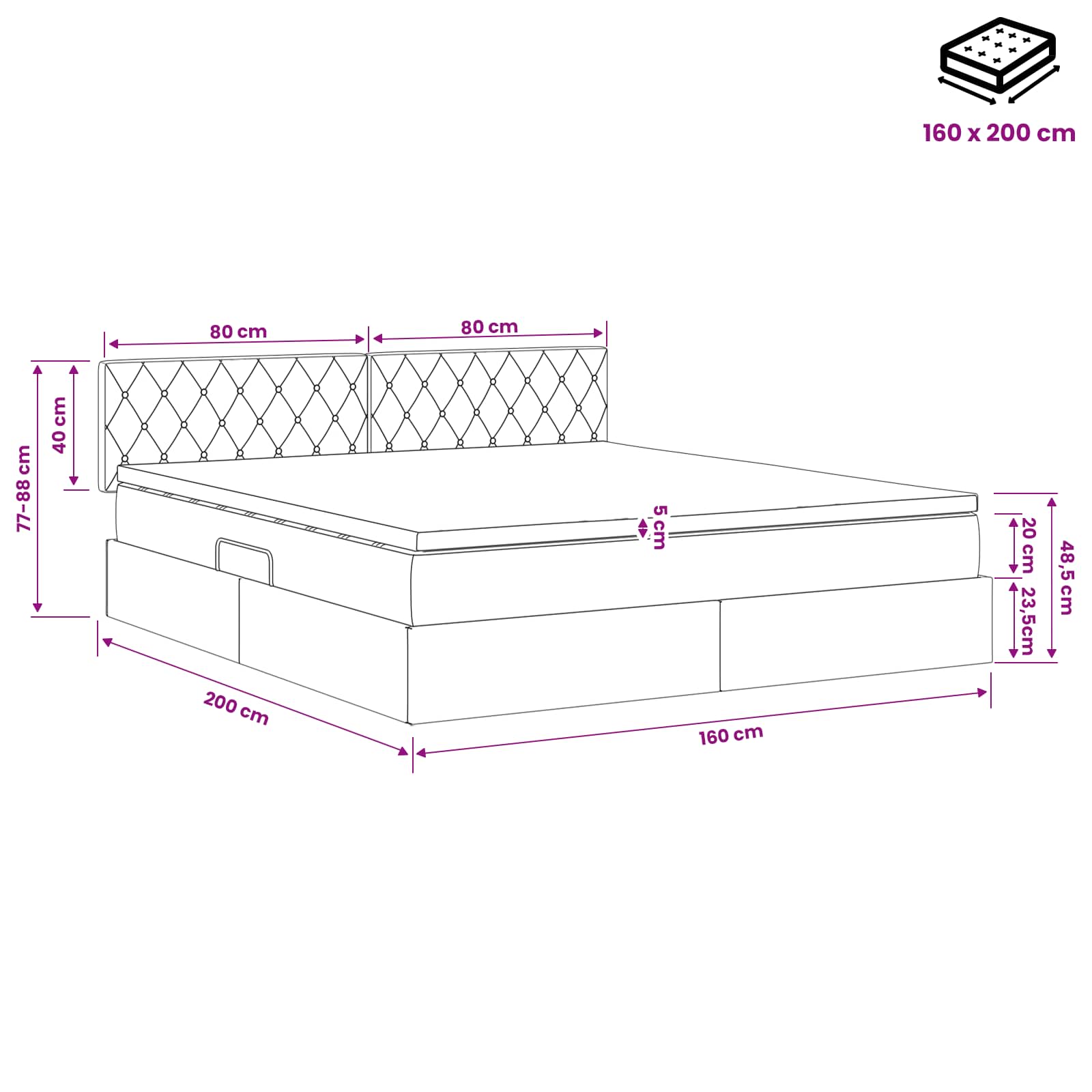 Opslag bed met hoofdeinde Lichtgrijs 160 x 200 cm Fluweel is nu te koop bij PeponiXL, paradijselijk wonen!
