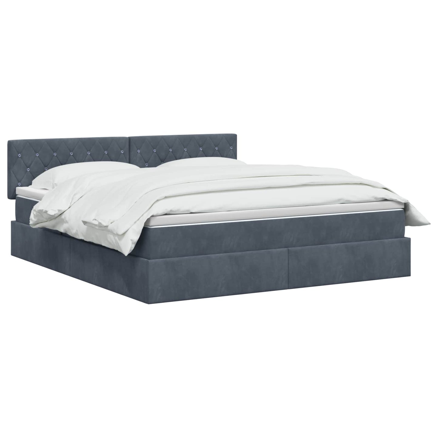 Opslag bed met hoofdeinde Donkergrijs 160 x 200 cm Fluweel is nu te koop bij PeponiXL, paradijselijk wonen!