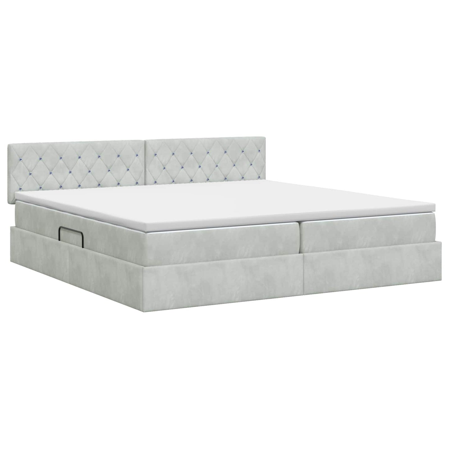 Opslag bed met hoofdeinde Lichtgrijs 200 x 200 cm Fluweel is nu te koop bij PeponiXL, paradijselijk wonen!