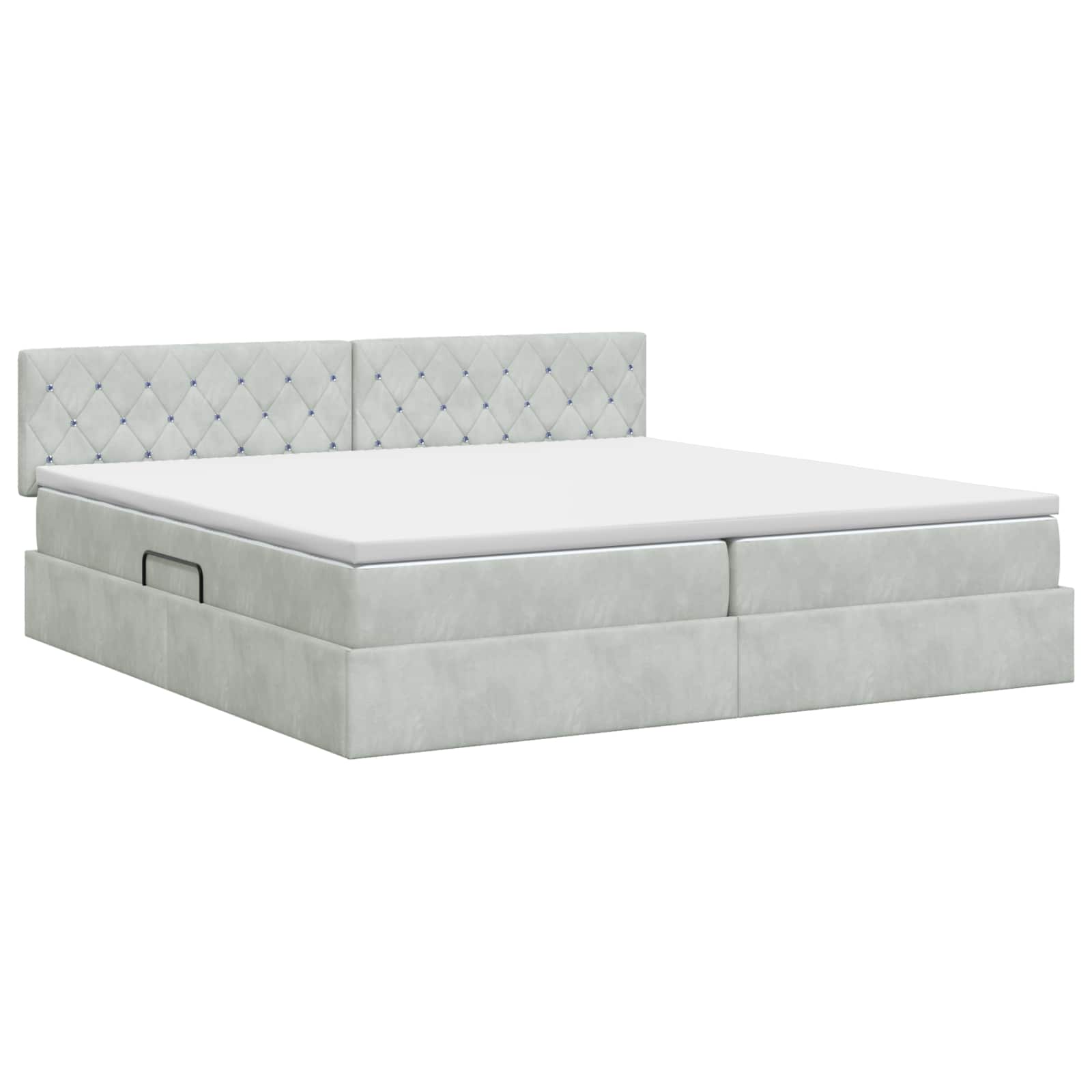 Opslag bed met hoofdeinde Lichtgrijs 200 x 200 cm Fluweel is nu te koop bij PeponiXL, paradijselijk wonen!