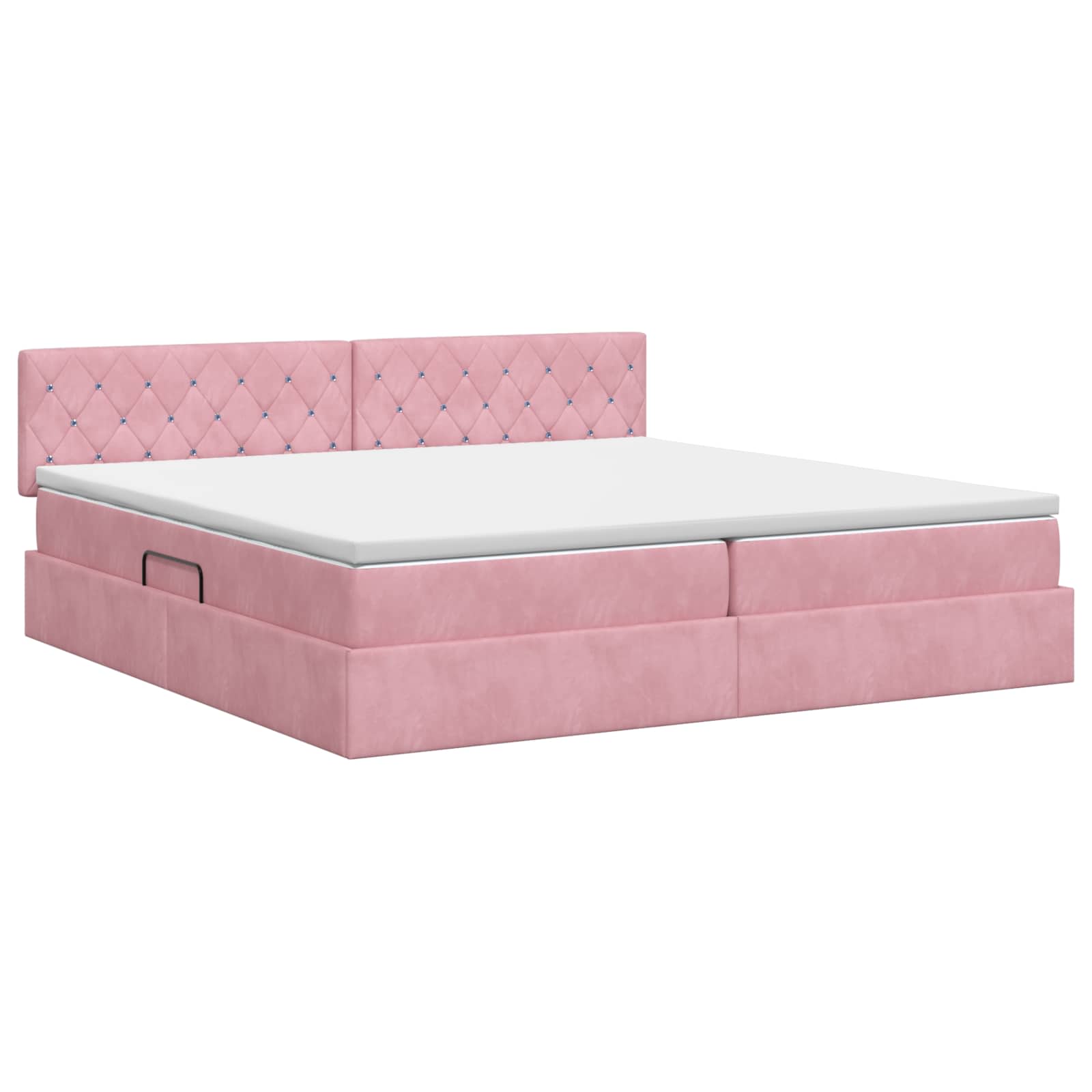 Opslag bed met hoofdeinde Roze 200 x 200 cm Fluweel is nu te koop bij PeponiXL, paradijselijk wonen!