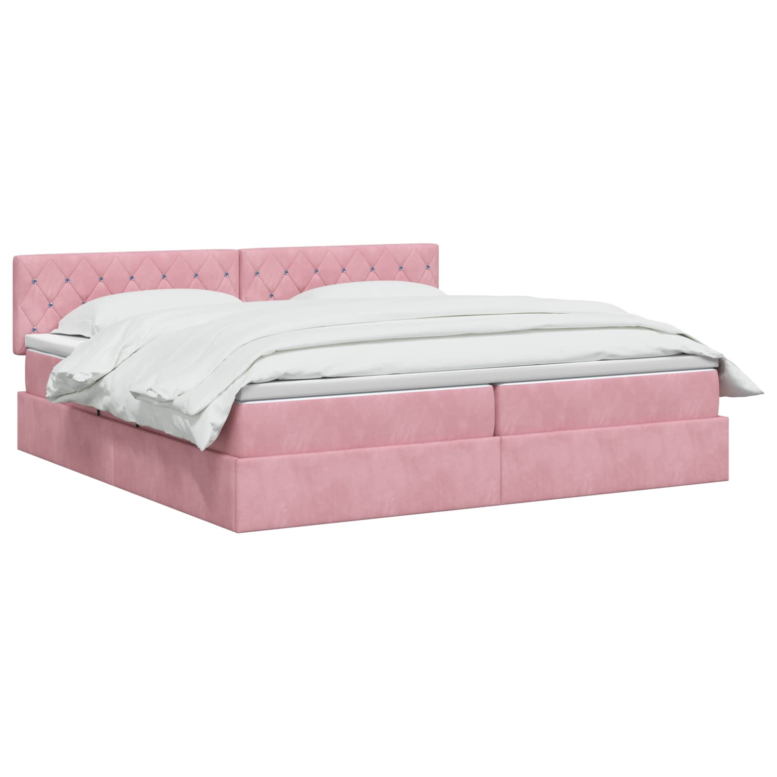 Opslag bed met hoofdeinde Roze 200 x 200 cm Fluweel is nu te koop bij PeponiXL, paradijselijk wonen!