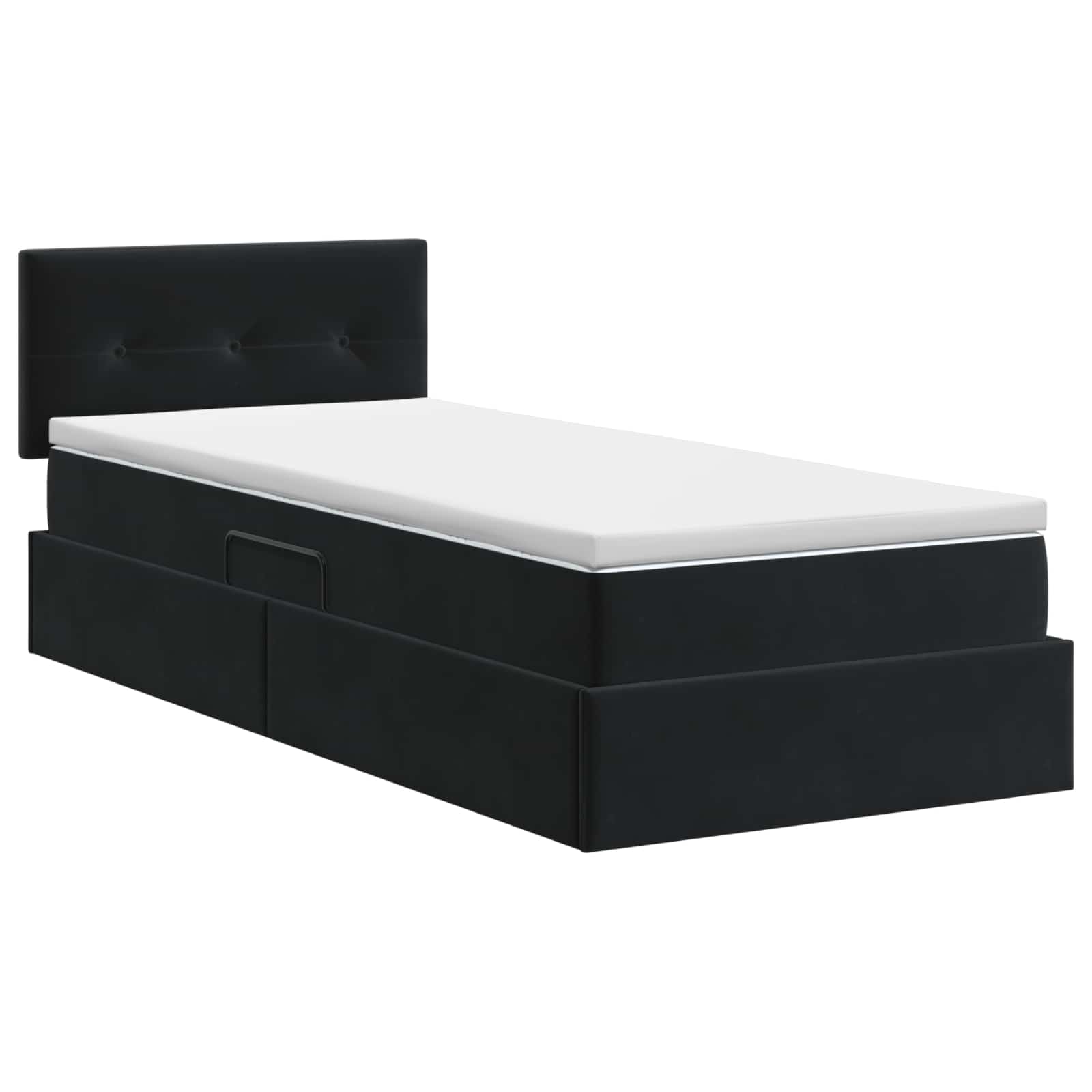 Opslag bed met hoofdeinde Zwart 90 x 190 cm Fluweel is nu te koop bij PeponiXL, paradijselijk wonen!