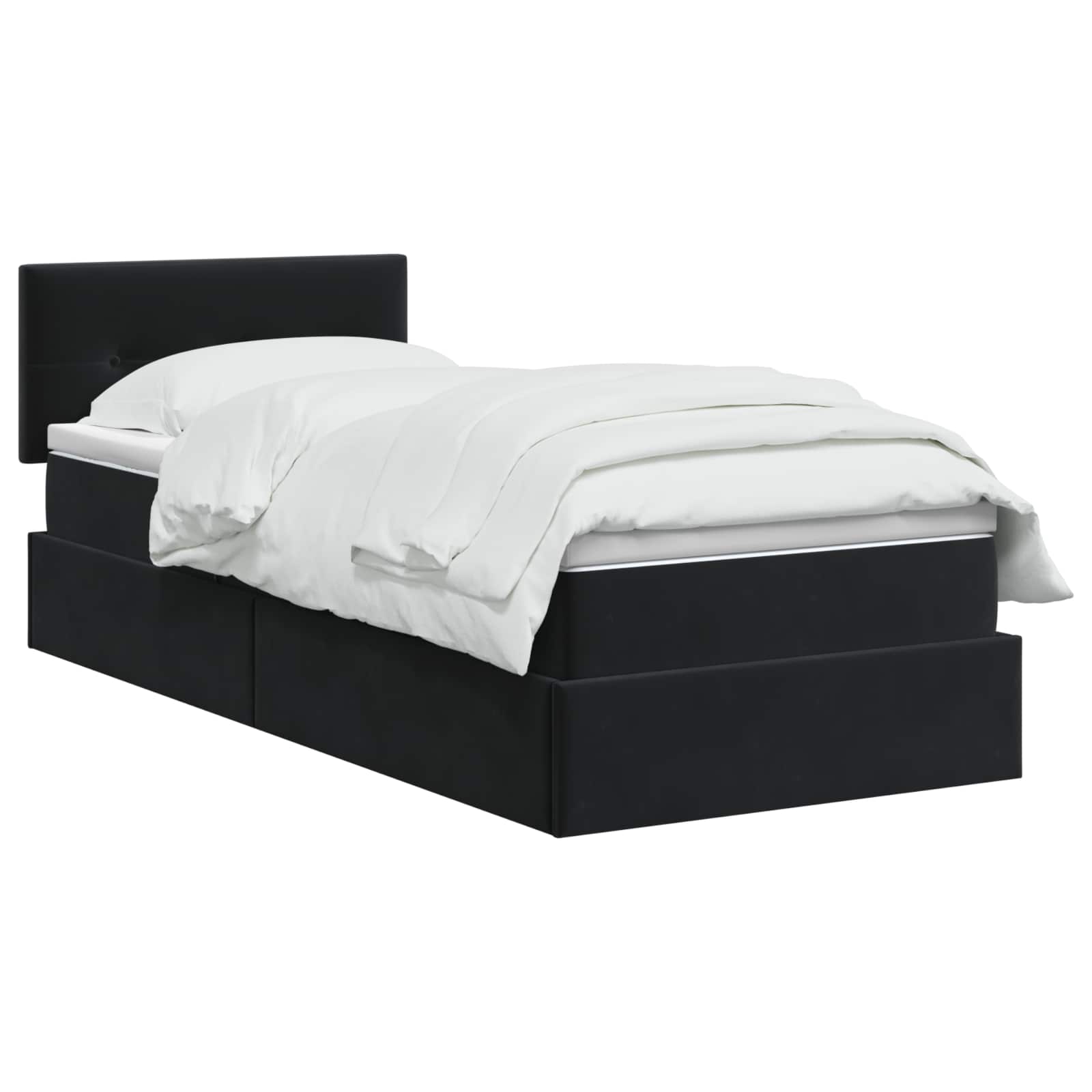 Opslag bed met hoofdeinde Zwart 90 x 190 cm Fluweel is nu te koop bij PeponiXL, paradijselijk wonen!