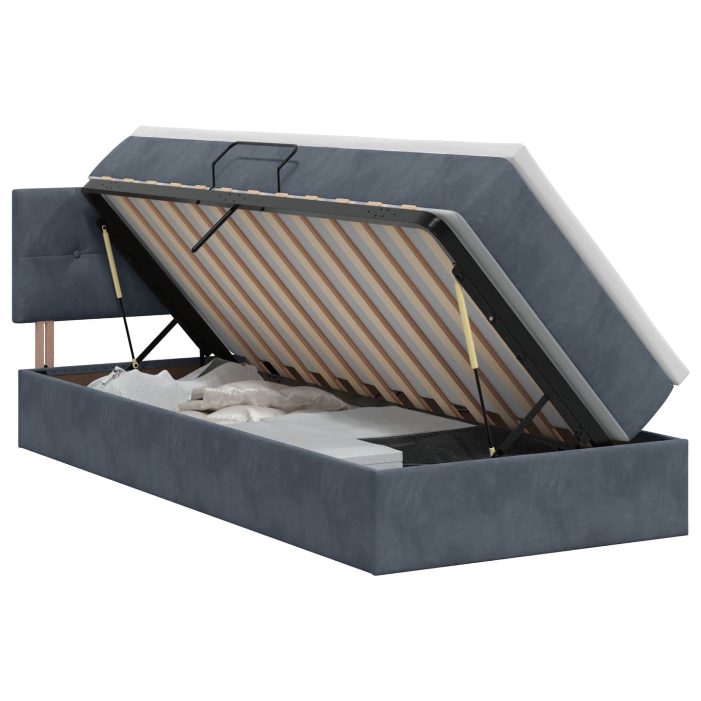 Opslag bed met hoofdeinde Donkergrijs 90 x 200 cm Fluweel is nu te koop bij PeponiXL, paradijselijk wonen!