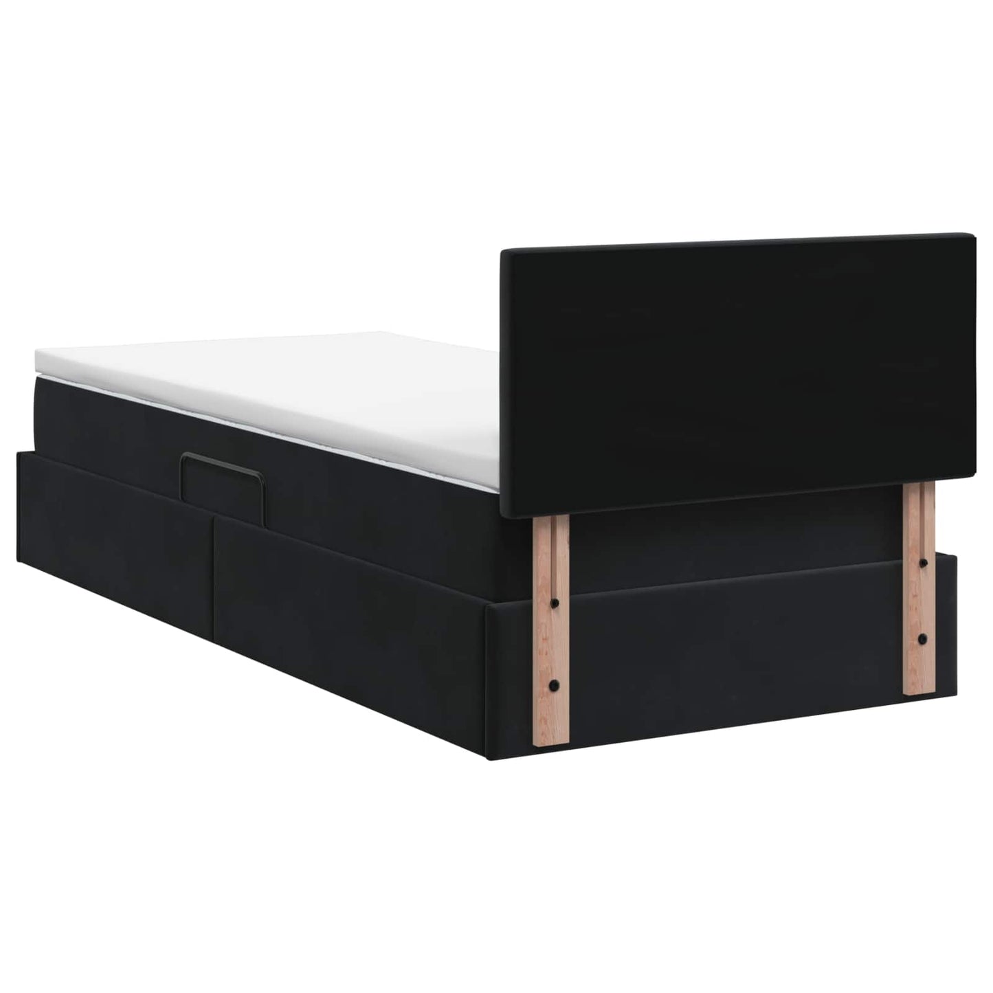 Opslag bed met hoofdeinde Zwart 90 x 200 cm Fluweel is nu te koop bij PeponiXL, paradijselijk wonen!
