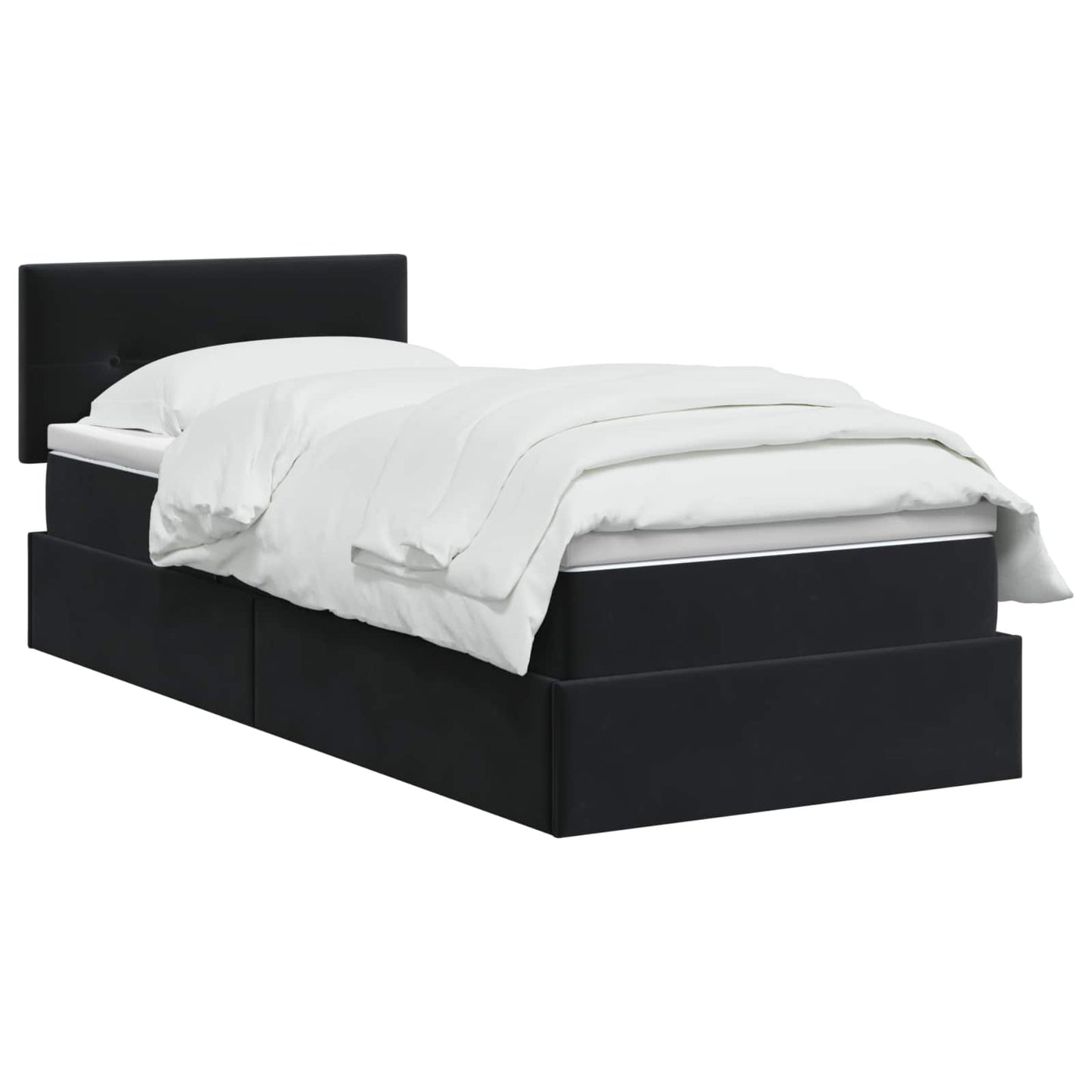 Opslag bed met hoofdeinde Zwart 90 x 200 cm Fluweel is nu te koop bij PeponiXL, paradijselijk wonen!