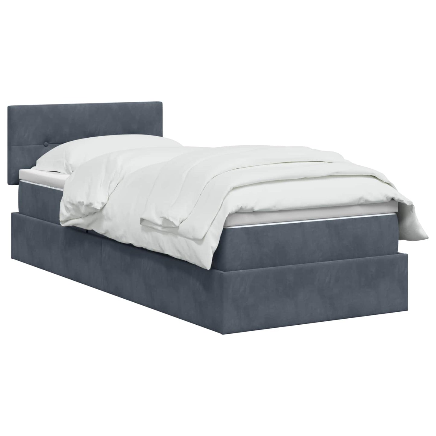 Opslag bed met hoofdeinde Donkergrijs 100 x 200 cm Fluweel is nu te koop bij PeponiXL, paradijselijk wonen!