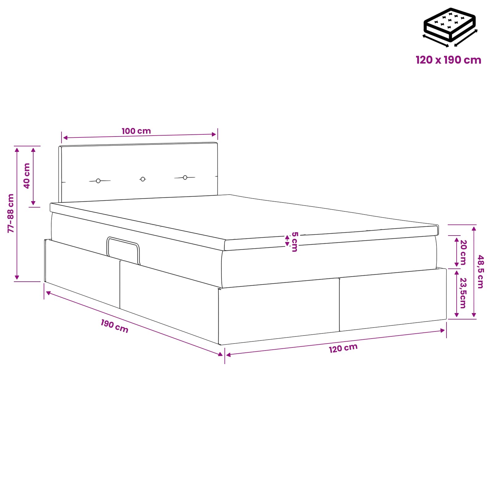 Opslag bed met hoofdeinde Lichtgrijs 120 x 190 cm Fluweel is nu te koop bij PeponiXL, paradijselijk wonen!