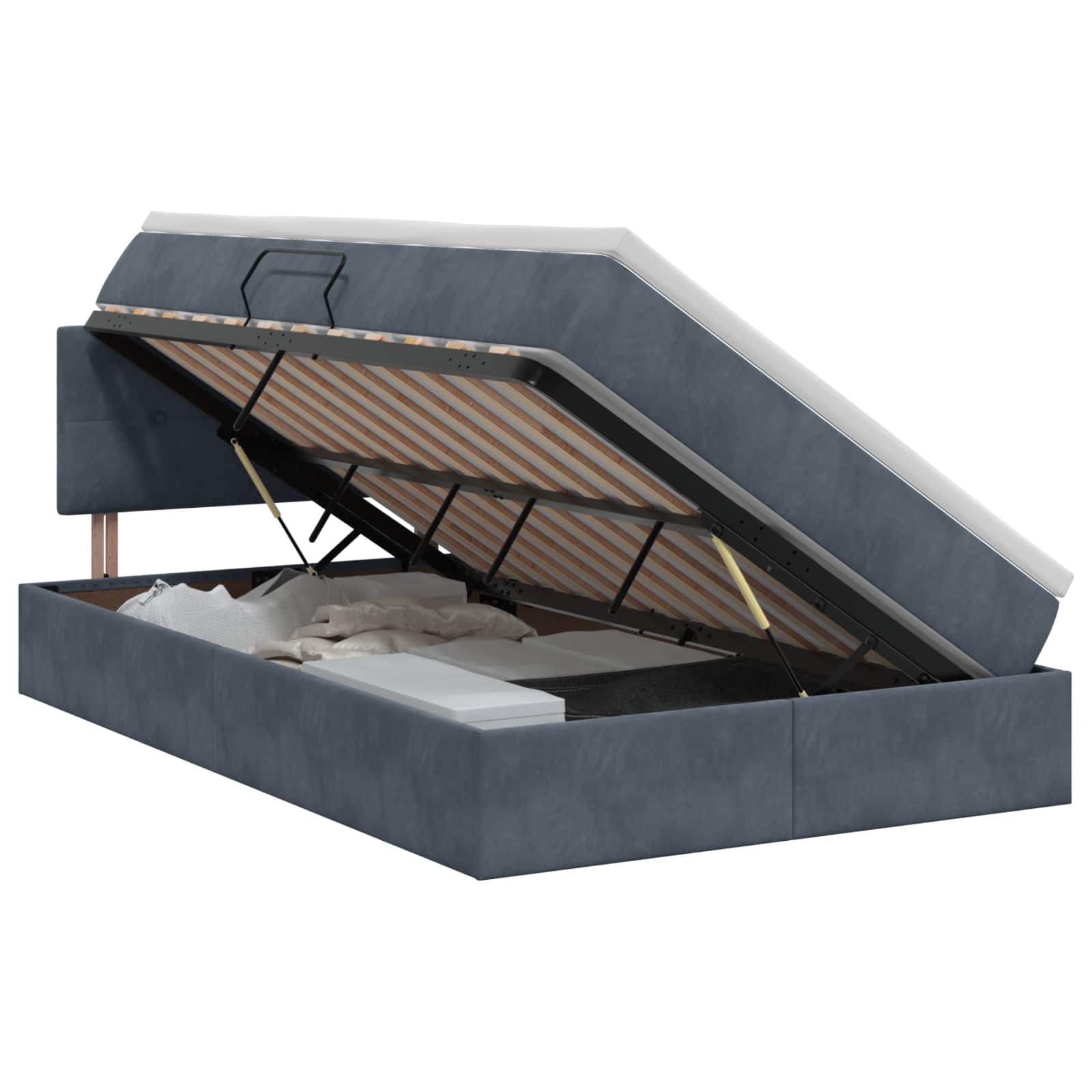 Opslag bed met hoofdeinde Donkergrijs 120 x 190 cm Fluweel is nu te koop bij PeponiXL, paradijselijk wonen!