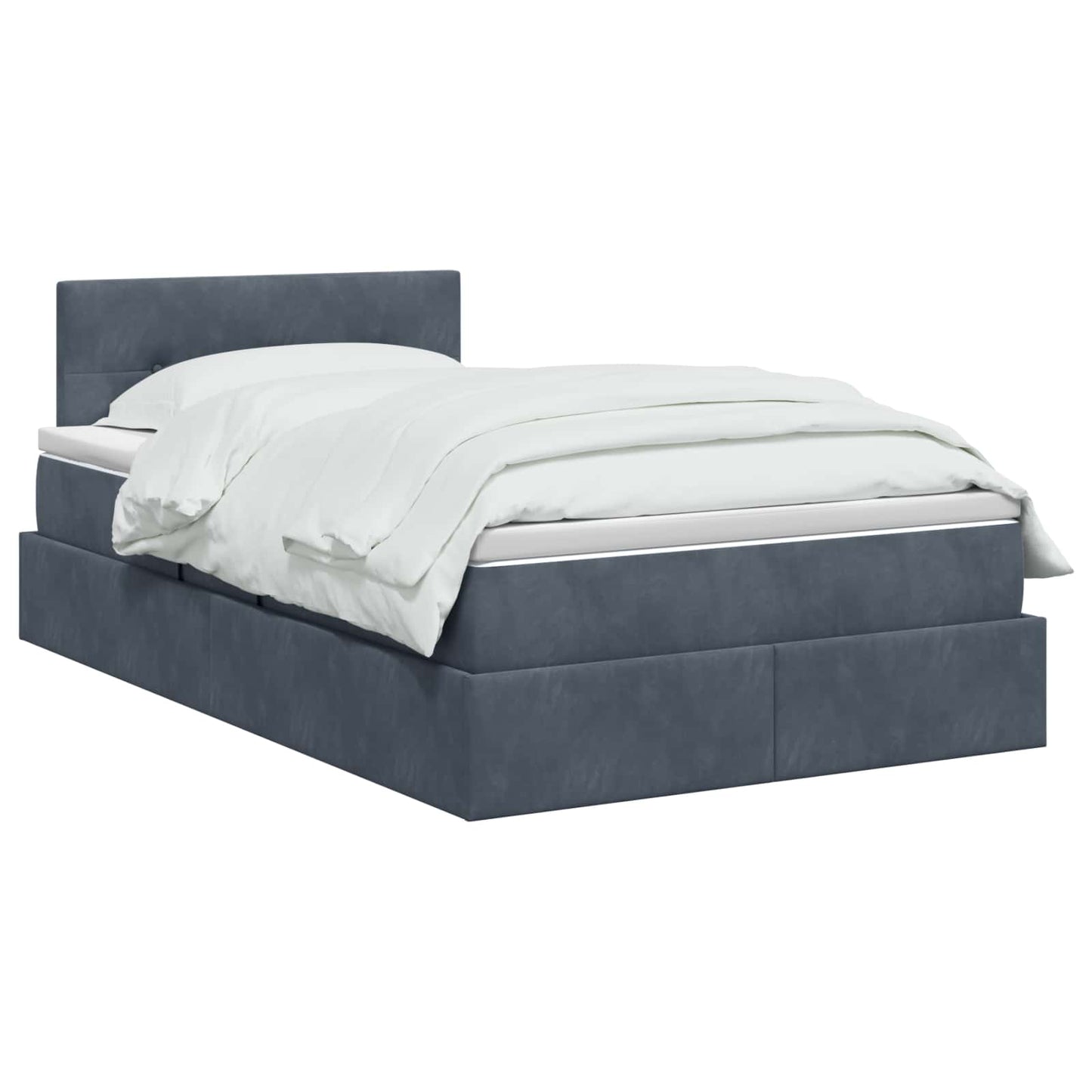 Opslag bed met hoofdeinde Donkergrijs 120 x 190 cm Fluweel is nu te koop bij PeponiXL, paradijselijk wonen!