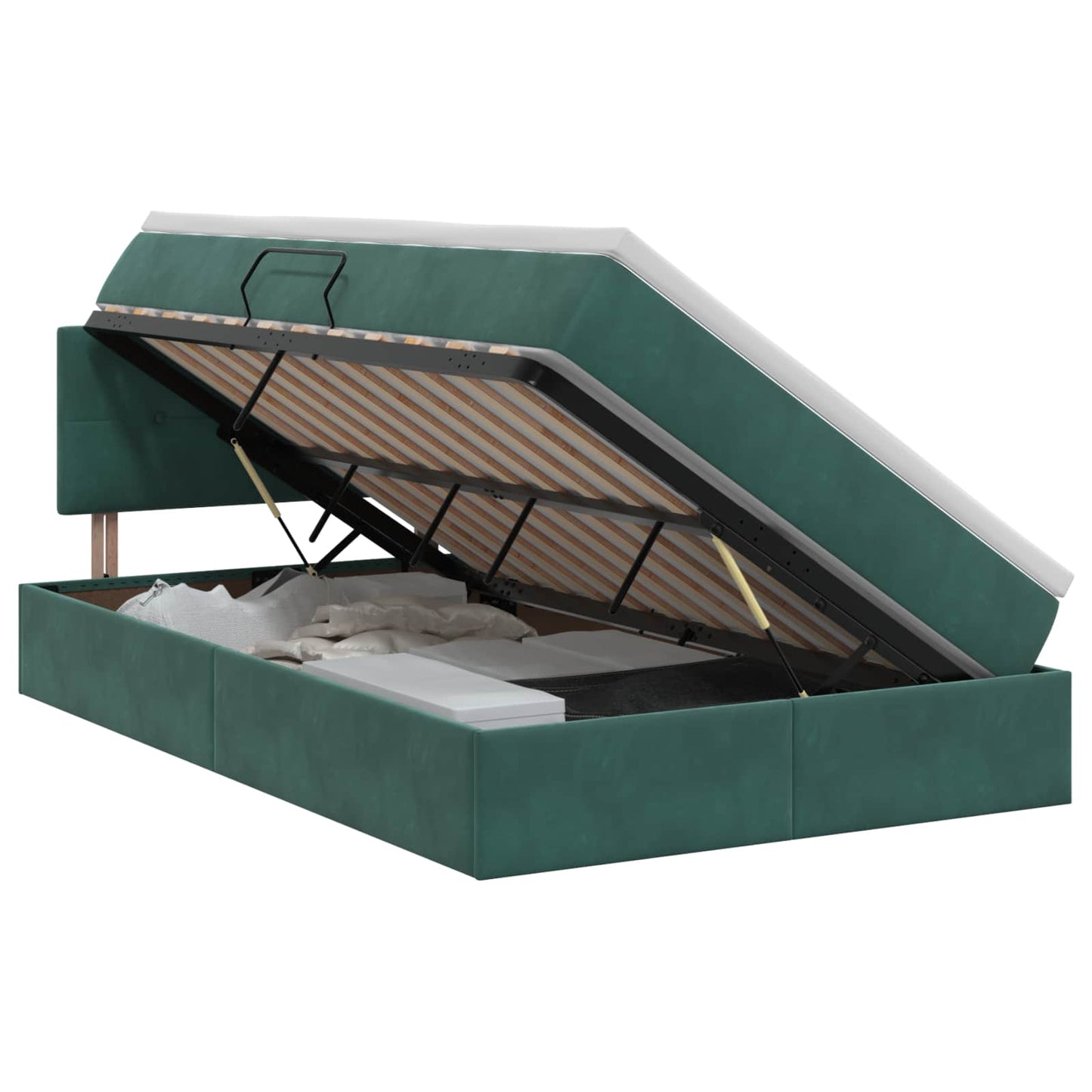 Opslag bed met hoofdeinde Donkergroen 120 x 190 cm Fluweel is nu te koop bij PeponiXL, paradijselijk wonen!