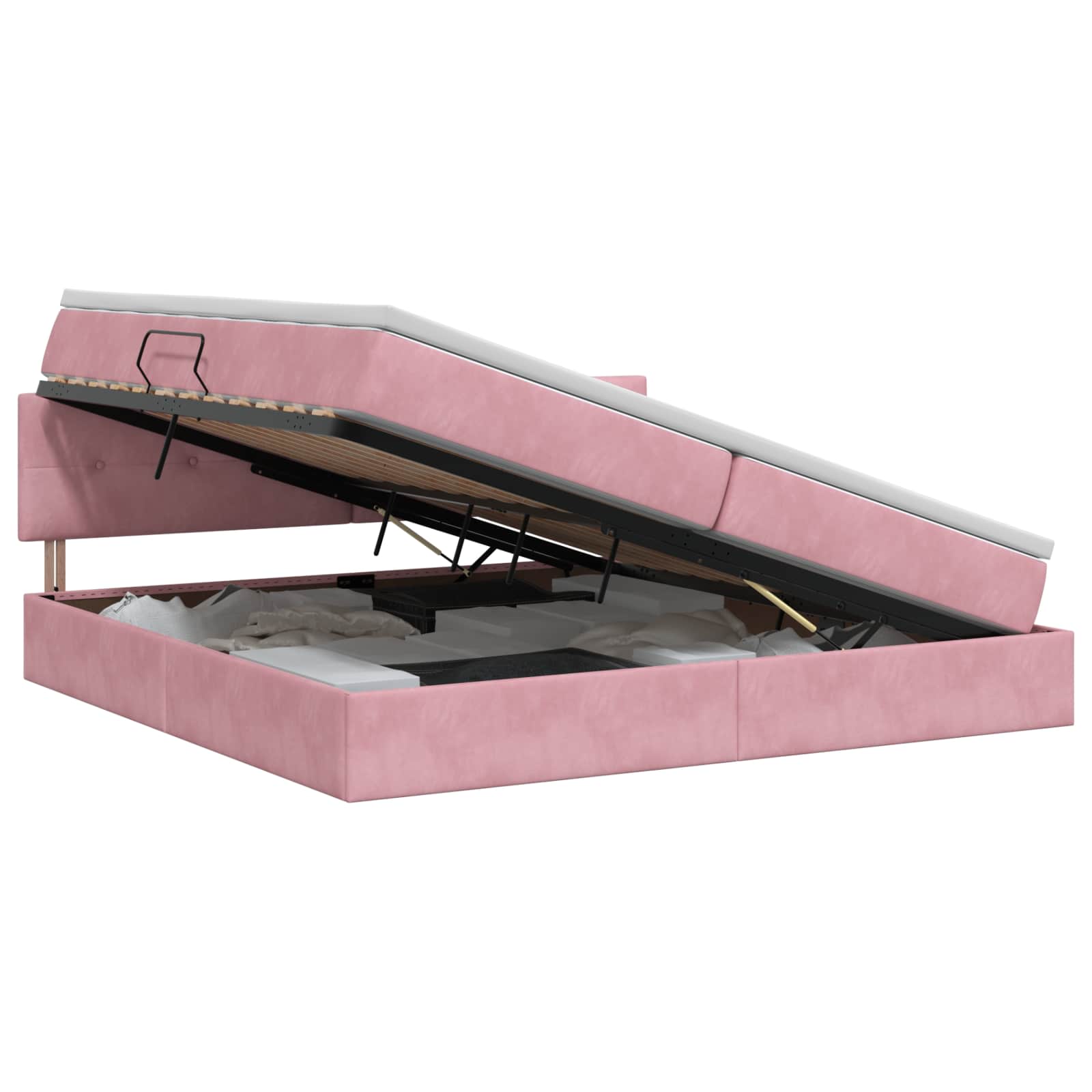 Opslag bed met hoofdeinde Roze 200 x 200 cm Fluweel is nu te koop bij PeponiXL, paradijselijk wonen!