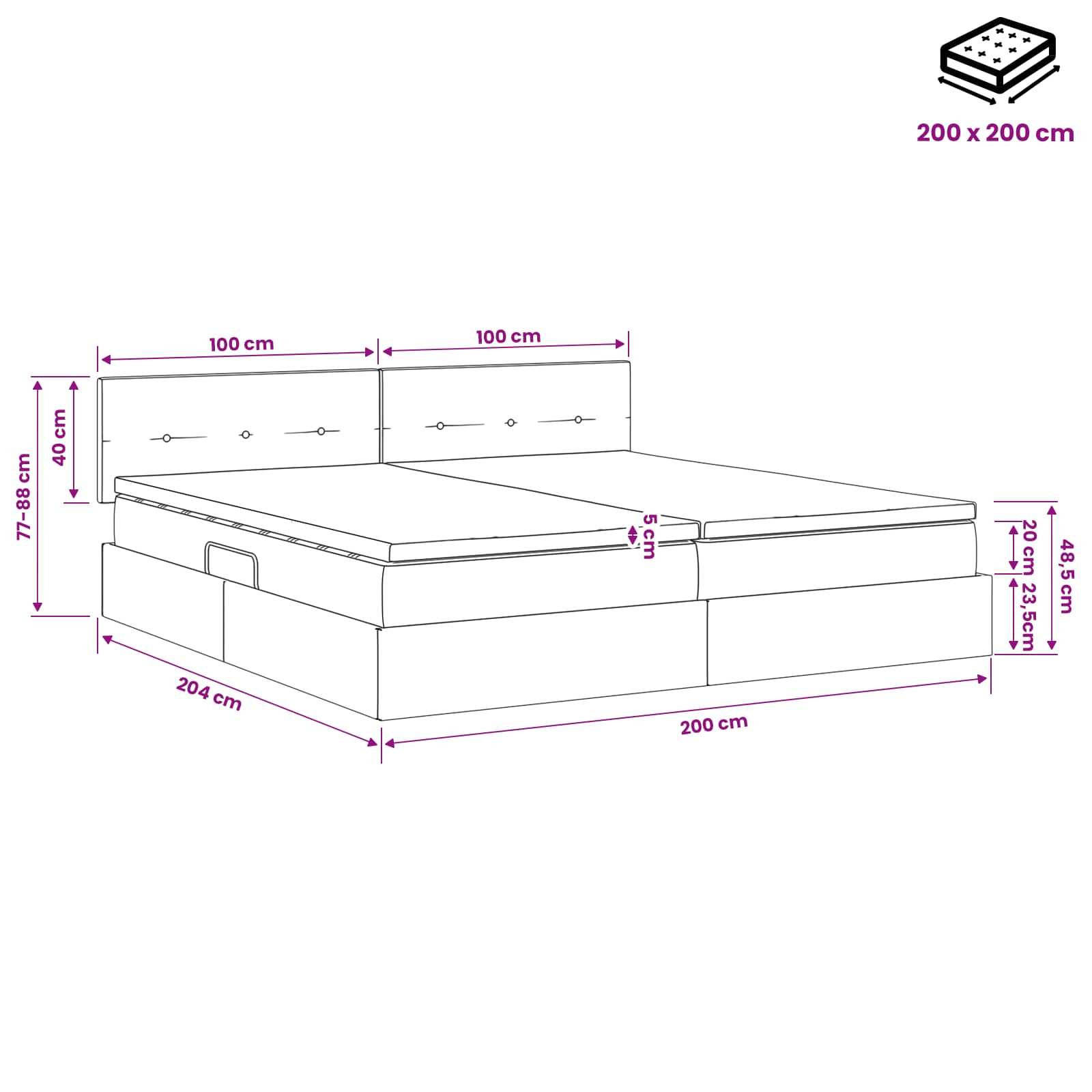 Opslag bed met hoofdeinde Roze 200 x 200 cm Fluweel is nu te koop bij PeponiXL, paradijselijk wonen!