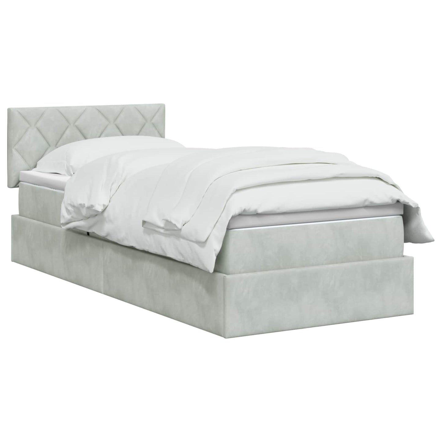Opslag bed met hoofdeinde Lichtgrijs 90 x 190 cm Fluweel is nu te koop bij PeponiXL, paradijselijk wonen!