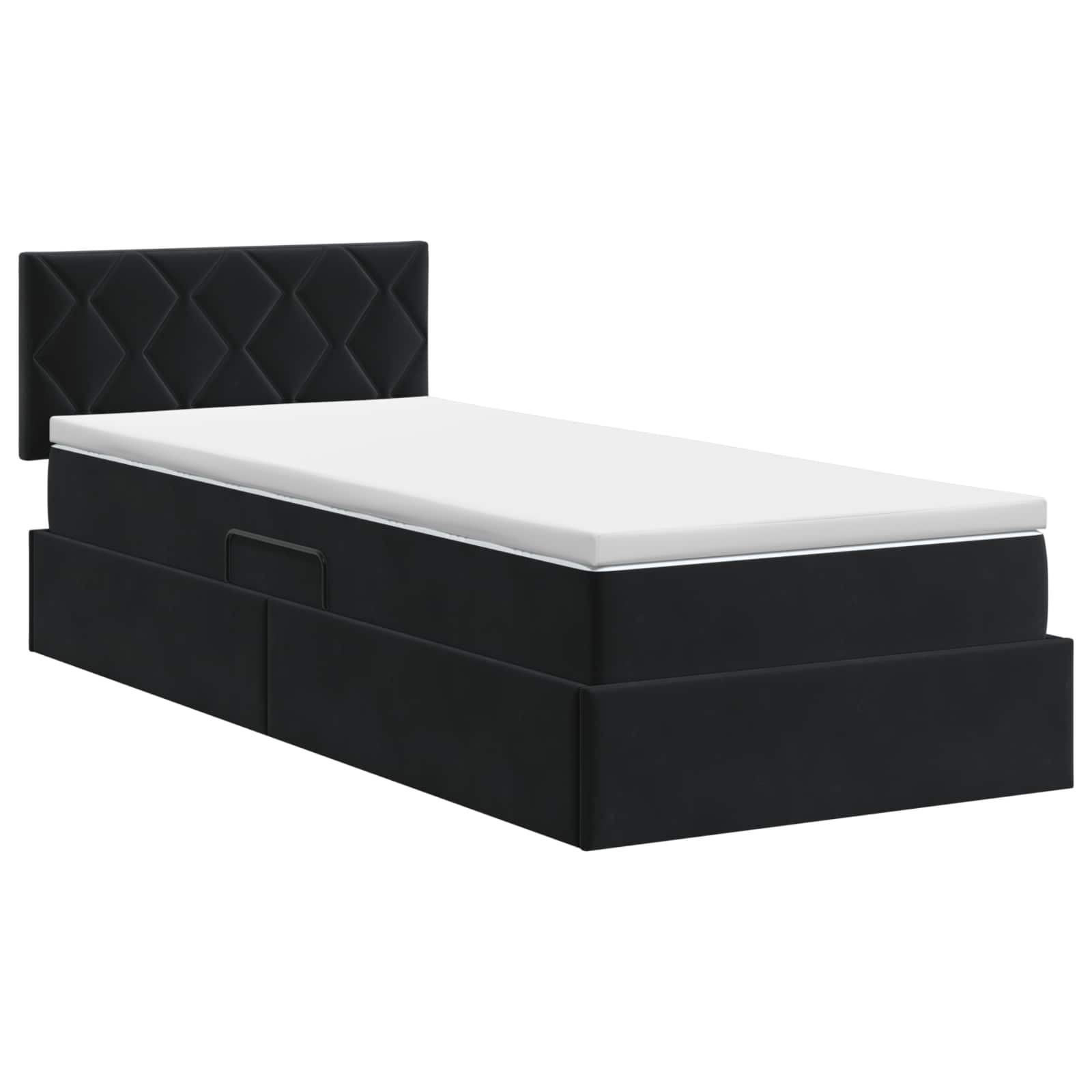Opslag bed met hoofdeinde Zwart 90 x 190 cm Fluweel is nu te koop bij PeponiXL, paradijselijk wonen!