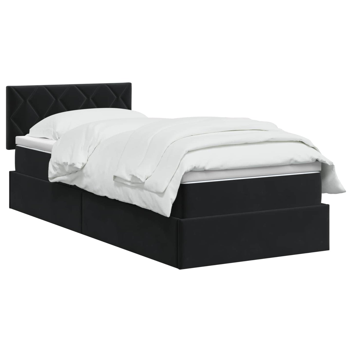 Opslag bed met hoofdeinde Zwart 90 x 190 cm Fluweel is nu te koop bij PeponiXL, paradijselijk wonen!