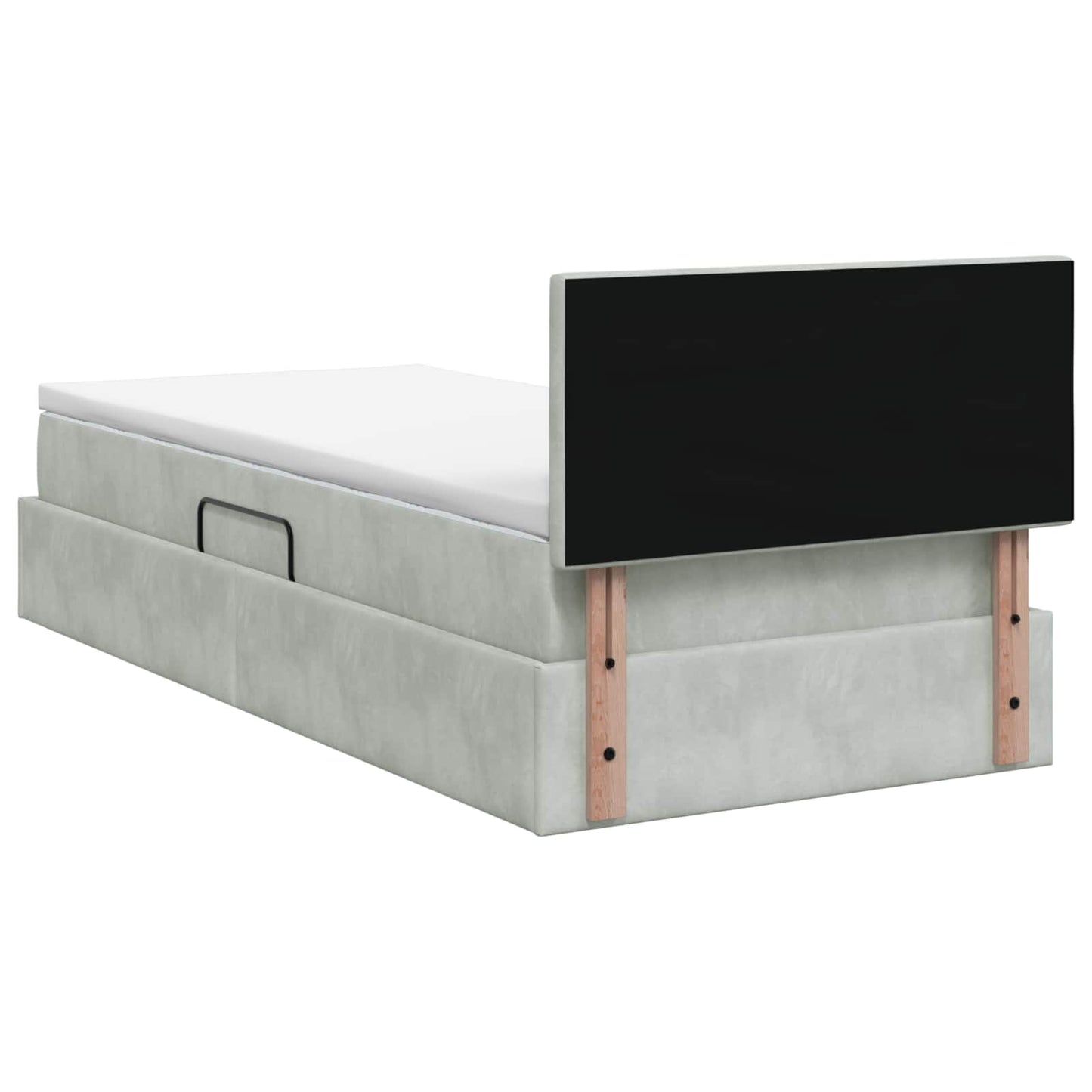 Opslag bed met hoofdeinde Lichtgrijs 90 x 200 cm Fluweel is nu te koop bij PeponiXL, paradijselijk wonen!