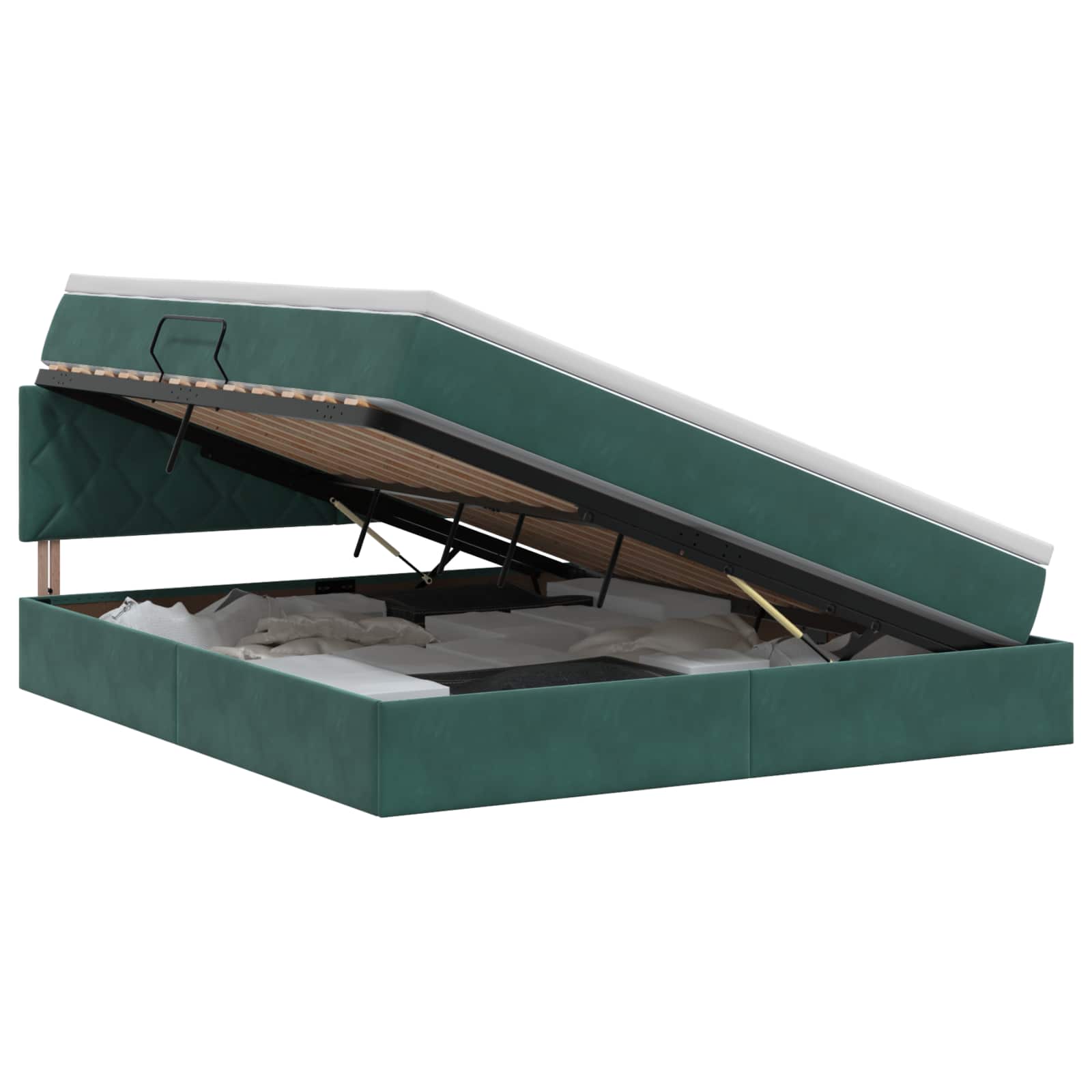 Opslag bed met hoofdeinde Donkergroen 140 x 190 cm Fluweel is nu te koop bij PeponiXL, paradijselijk wonen!