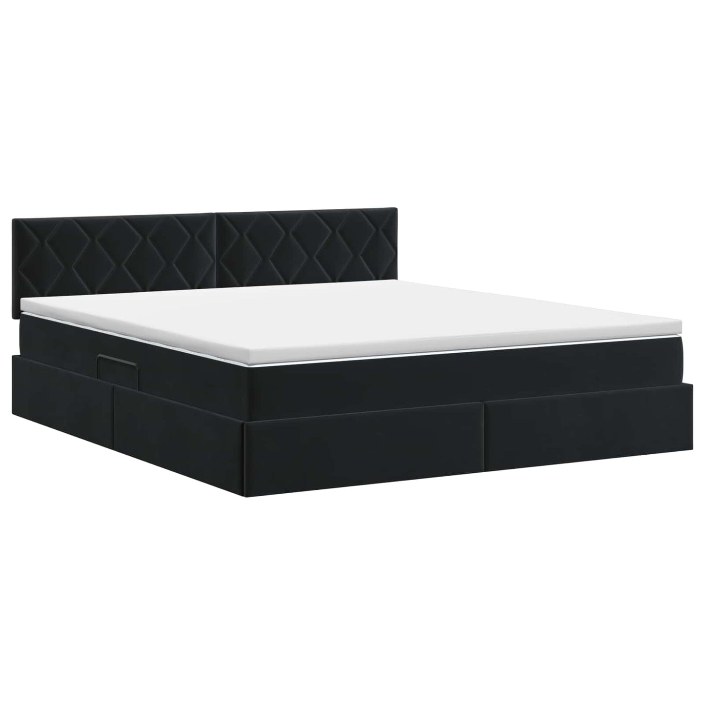 Opslag bed met hoofdeinde Zwart 140 x 200 cm Fluweel is nu te koop bij PeponiXL, paradijselijk wonen!