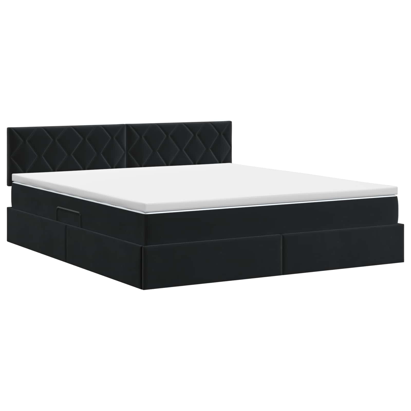 Opslag bed met hoofdeinde Zwart 140 x 200 cm Fluweel is nu te koop bij PeponiXL, paradijselijk wonen!